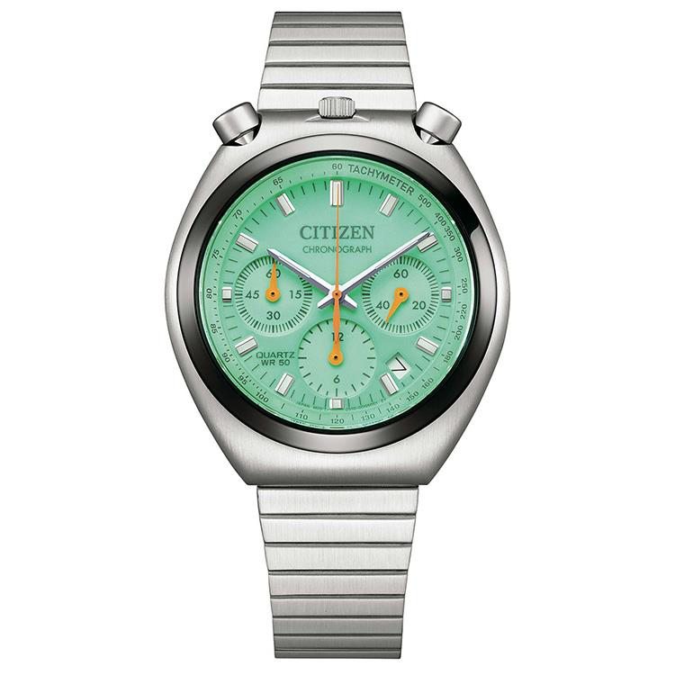 De Citizen AN3660-73X heeft een waterdichtheid van 5 ATM, groene wijzerplaat met strepen, zilverkleurige metalen kast en band, en een quartz uurwerk. Met een kast van 38 mm en dikte van 11 mm heeft het een datumfunctie en chronografische multi-indicatie. Ideaal voor dagelijks gebruik. Draag veelzijdig, formeel of informeel.