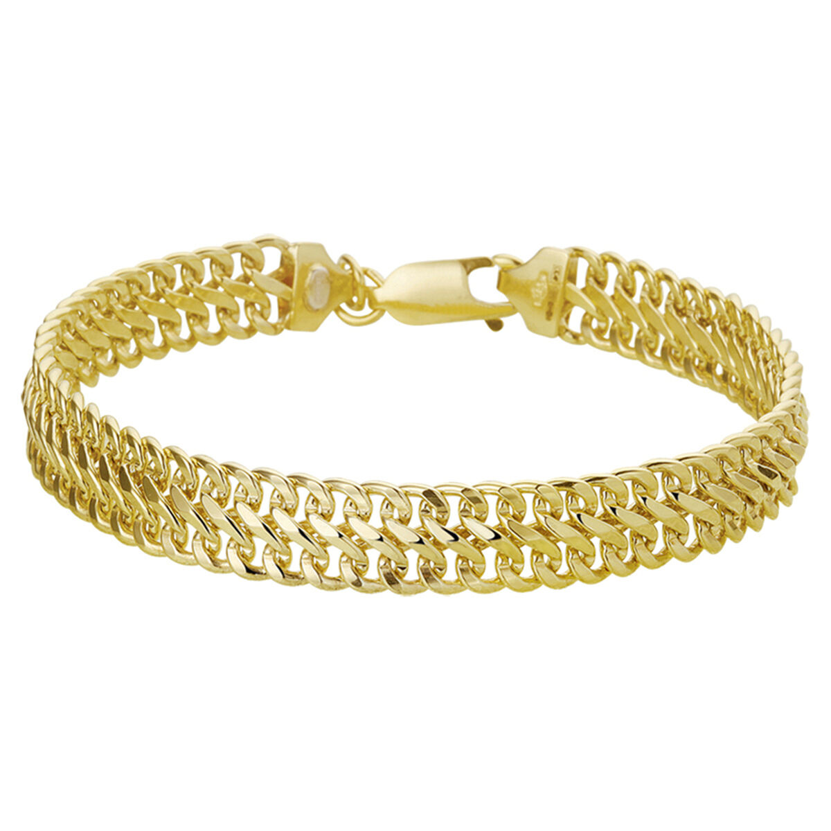  Geelgouden armband met dubbel gourmette schakel.
14 kr goud. 7mm breed