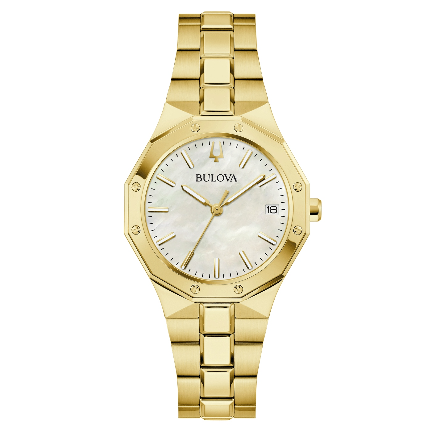 Bulova - Doubl&eacute; dames horloge Quartz met Parelmoer wijzerplaat, 100 meter WR, Saffierglas - 97M119