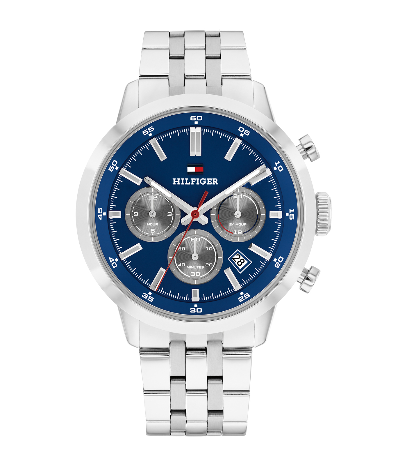 Dit herenhorloge, modelnummer 1710753, heeft een blauwe wijzerplaat en dual time-functie. Het horloge heeft een roestvrijstalen kast, een zilverkleurige armband en is waterbestendig tot 5 ATM. Het is ideaal voor dagelijks gebruik en zakelijke gelegenheden. Draag het om uw pols voor een elegante en moderne uitstraling.