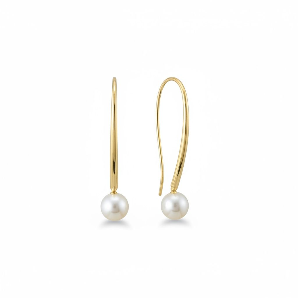 14 karaat geelgouden oorhangers met zoetwaterparels