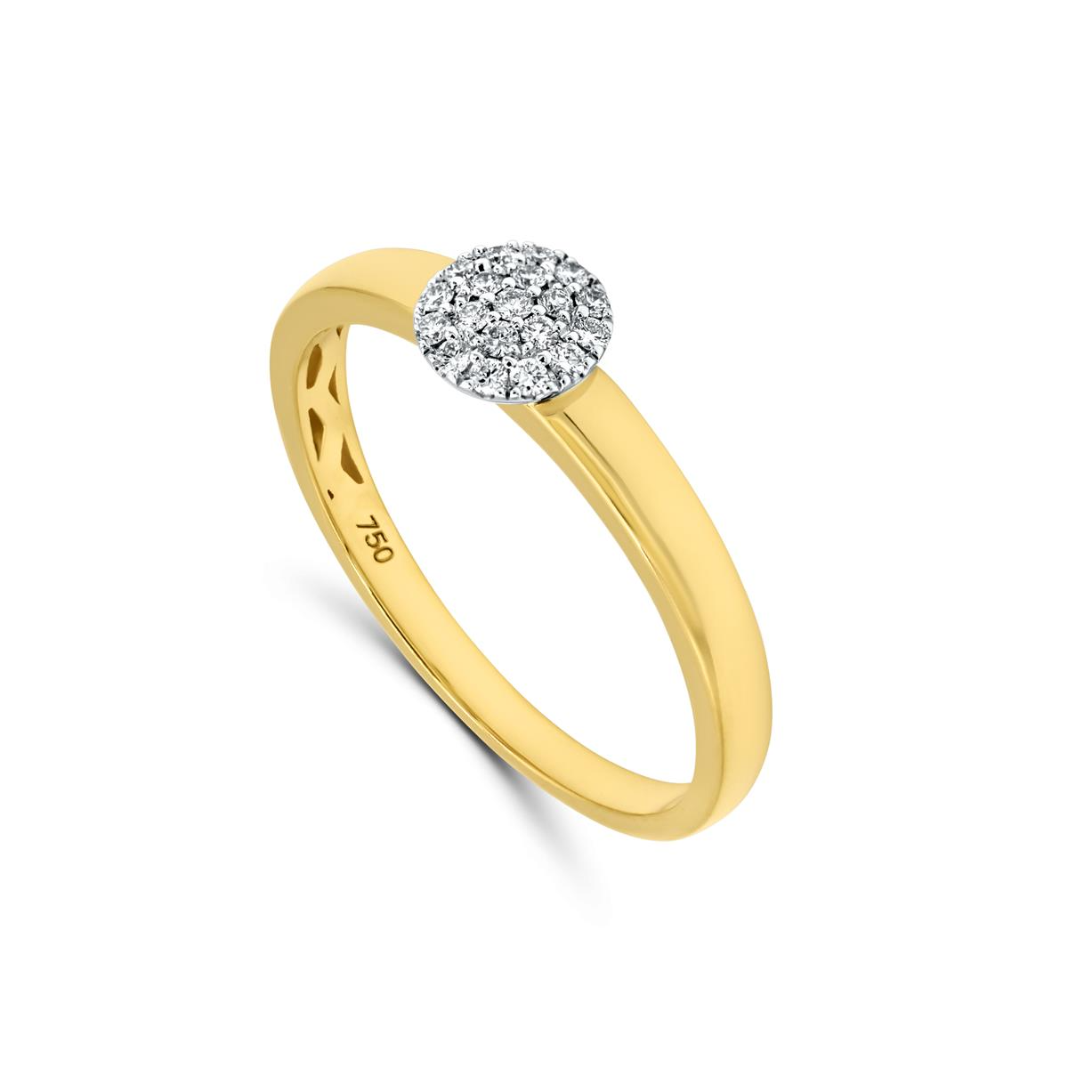 Ring geel goud 18 kt met 19 diamanten