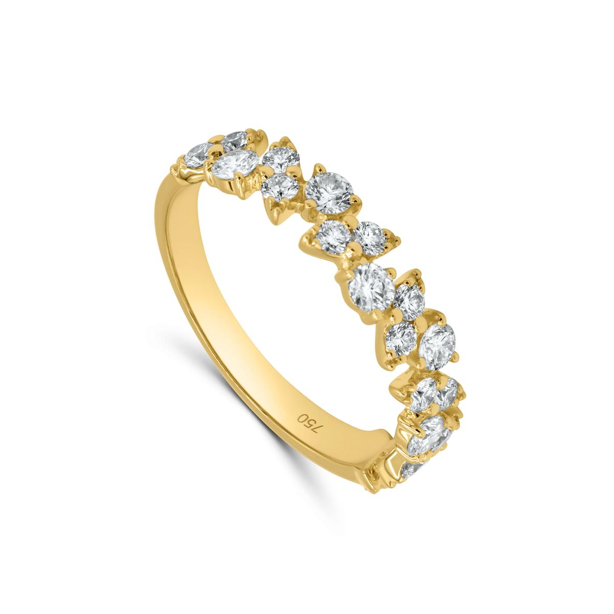 Ring geel goud 18 kt met 20 diamanten