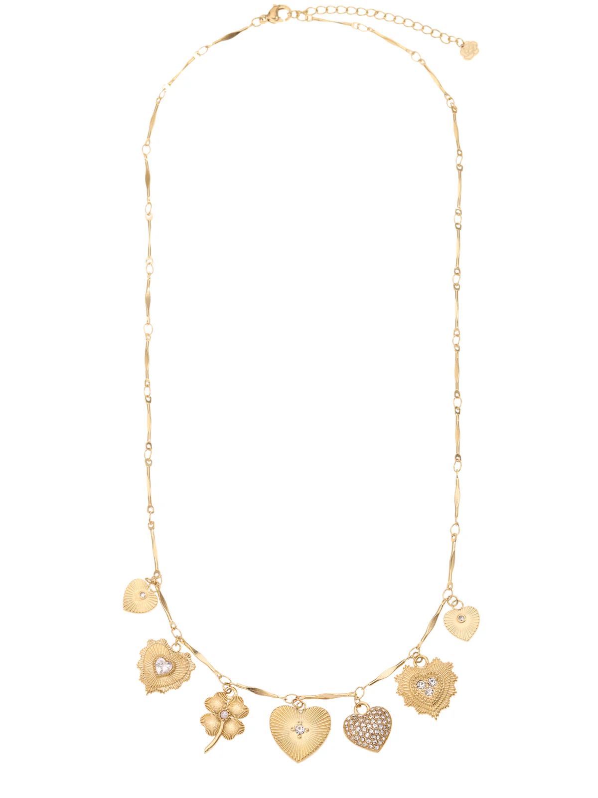 De Rose & Camellia Collier Edelstaal Verguld Hartjes Diverse met modelnummer 1900026417501 is een elegante ketting. Deze halsketting is gemaakt van edelstaal en verguld met een romantisch hartjesontwerp. Draag het subtiel over een elegante blouse of jurk voor een verfijnde en chique uitstraling. Perfect voor speciale gelegenheden!