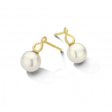 Oorringen 18 kt geel met zoetwaterparel
