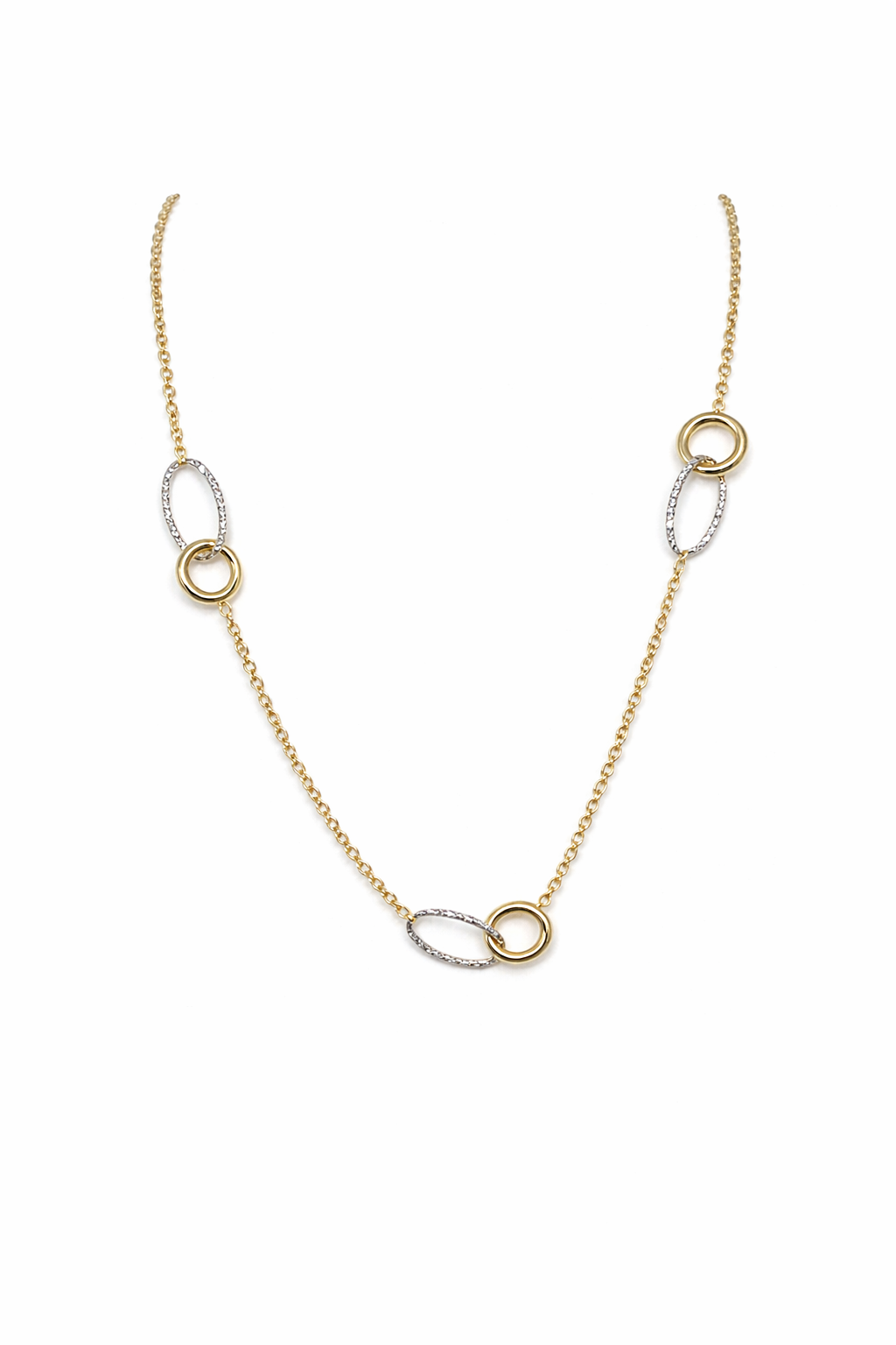 Geel gouden collier fantasie. Lengte verstelbaar van 42-45 cm