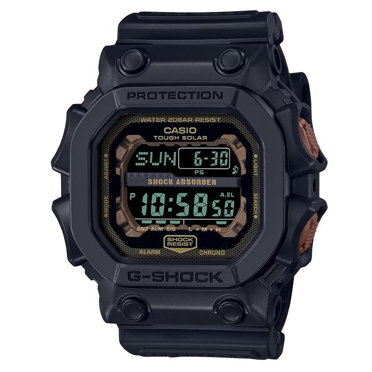 De GX-56RC-1ER G-Shock horloge heeft een robuust ontwerp in teal en bruin roesttinten. Dit polshorloge heeft geen datumaanduiding en een grijze horlogeband. Ideaal te dragen als stoer en opvallend accessoire bij casual of sportieve outfits, perfect voor dagelijks gebruik. Voeg een vleugje stijl en functionaliteit toe aan je look.