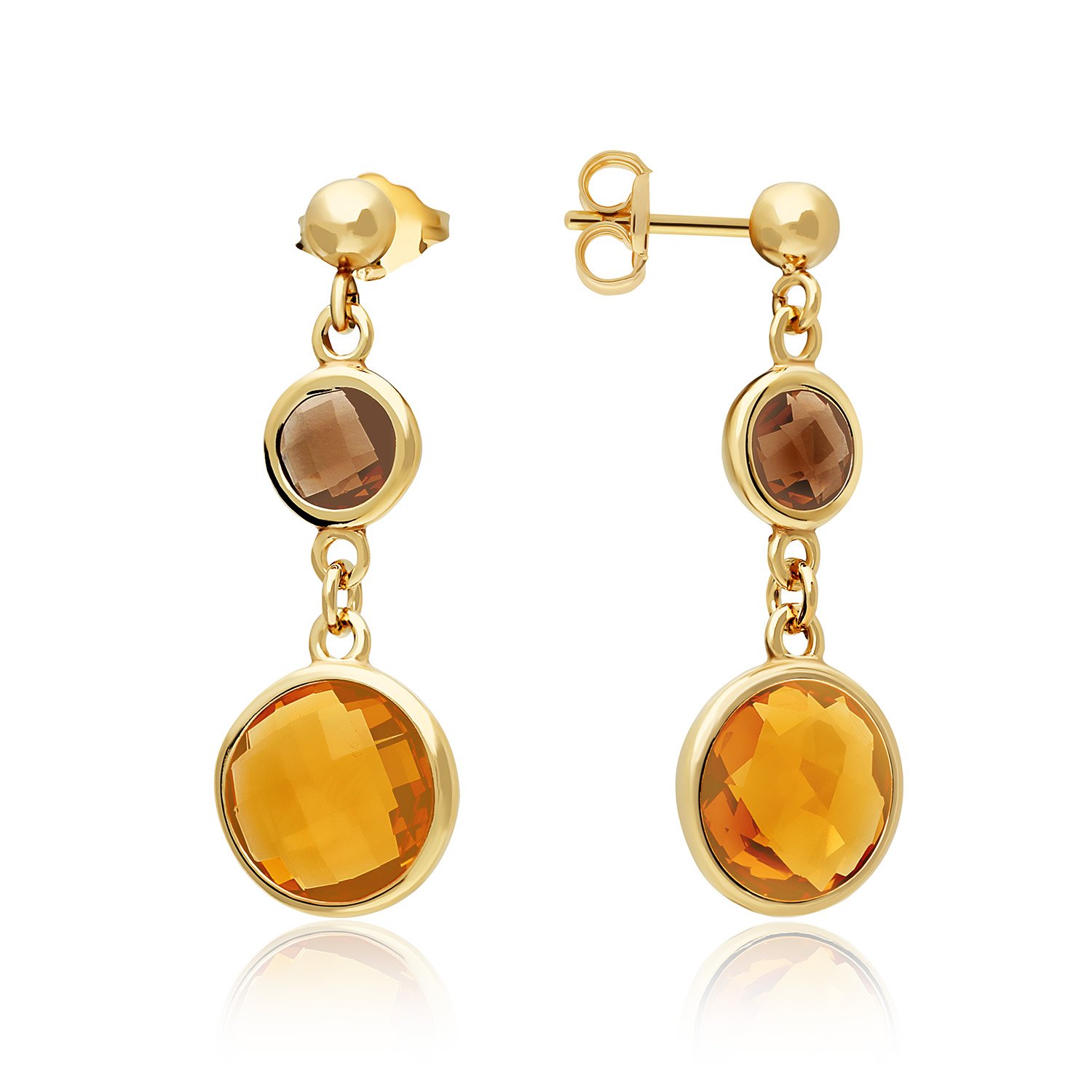 GLOW &ndash; 106.8610.00 &ndash; Oorstekers &ndash; Zilver &ndash; Citrien Rookkwarts 