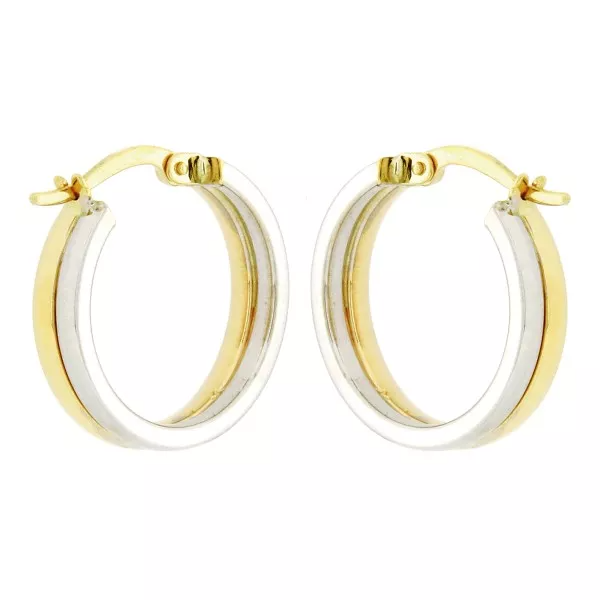 Bicolour creolen 2 banen naast elkaar; 1 wit, 1 geel. 18mm. Xia0965