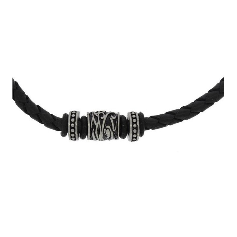 Hardwear 53125-45+3 Collier Zwart Leder Vintage 