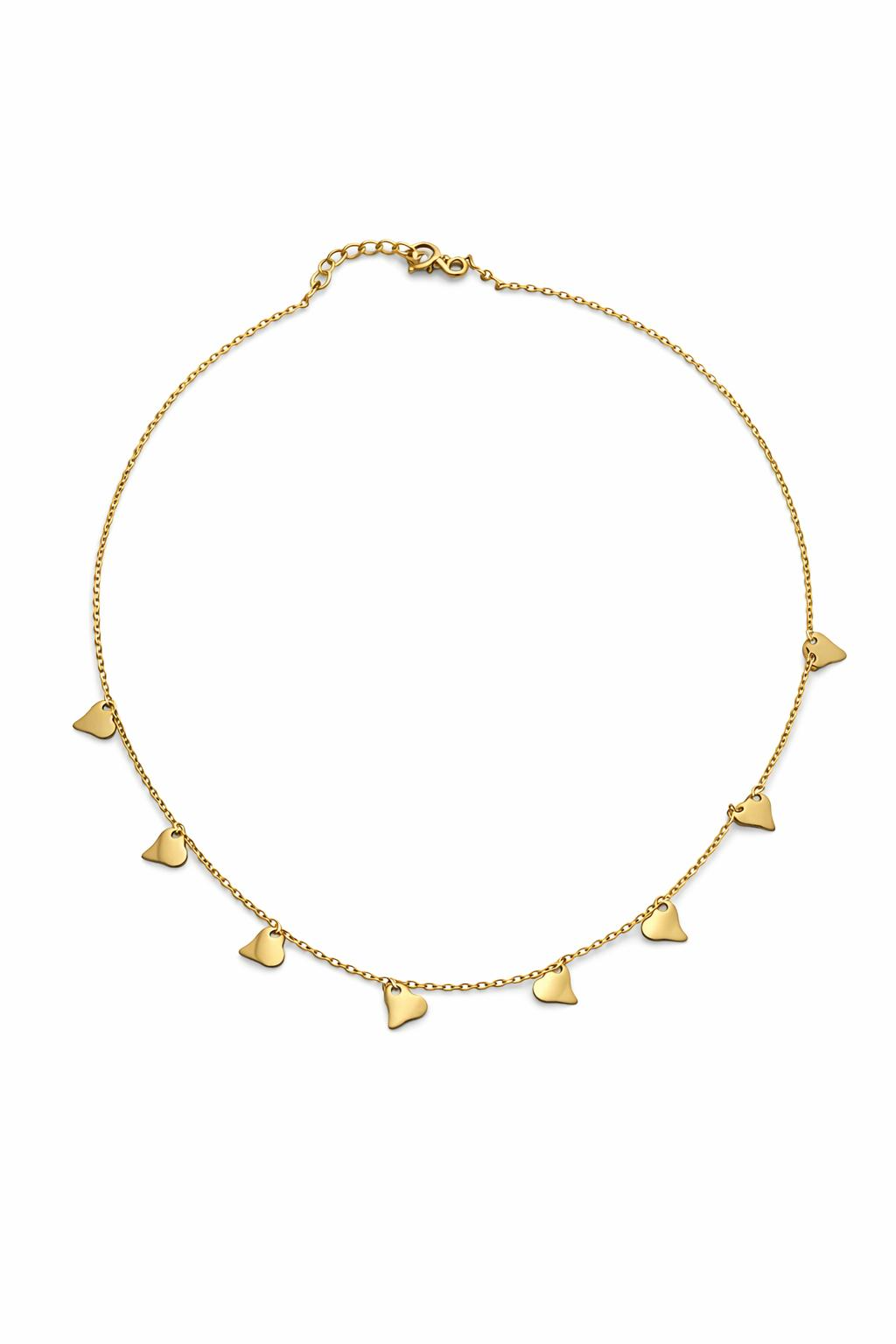 Het Gouden collier hartjes van 14 karaat goud, is een prachtig geelgouden ankerketting met een veerslot. Perfect voor dagelijks gebruik en stijlvolle gelegenheden. De ketting heeft een lengte van 45cm en is goudkleurig. Draag het solo voor een subtiele look of combineer met andere sieraden voor een gelaagde stijl.