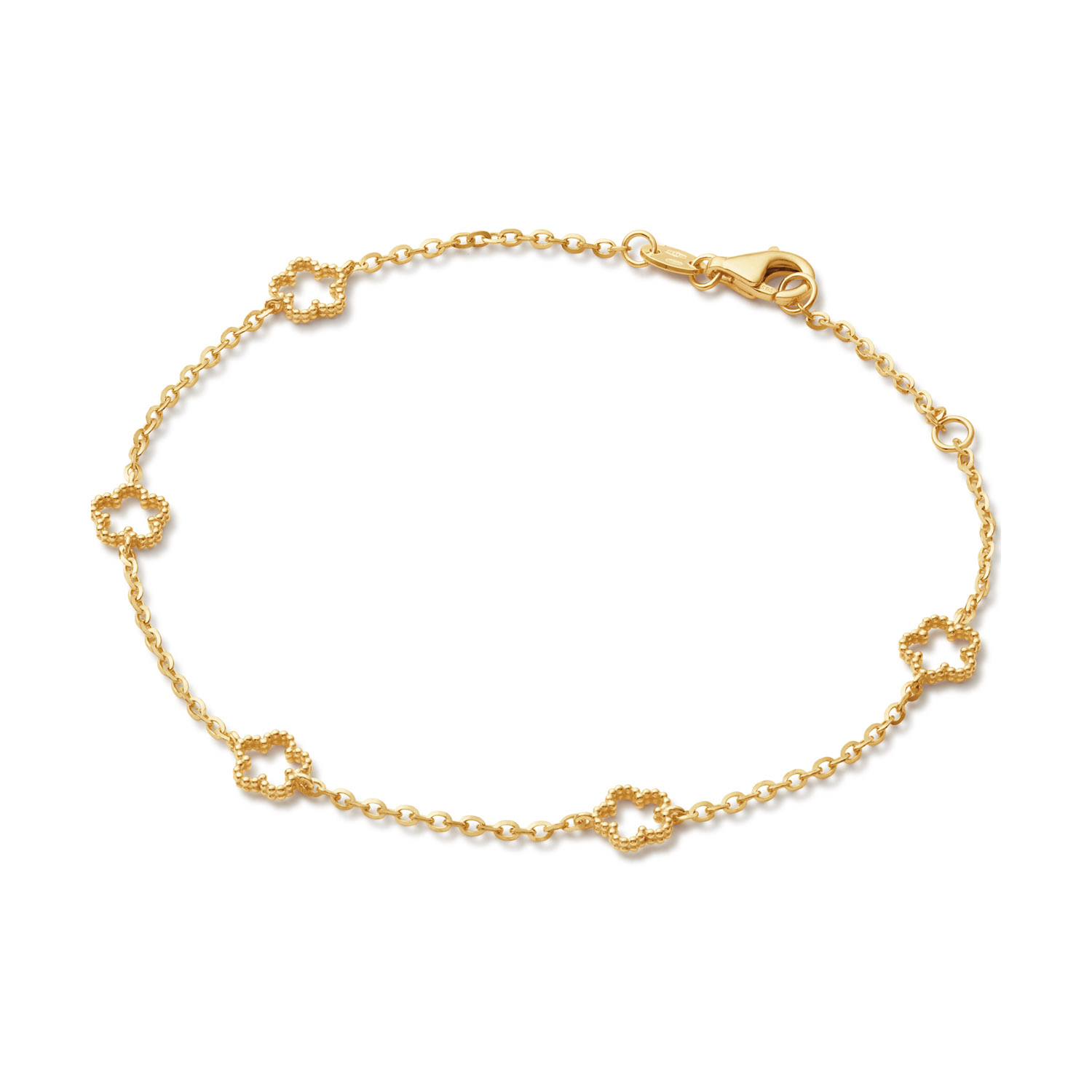 Gouden Armband met Pareldraad en Open Bloem 