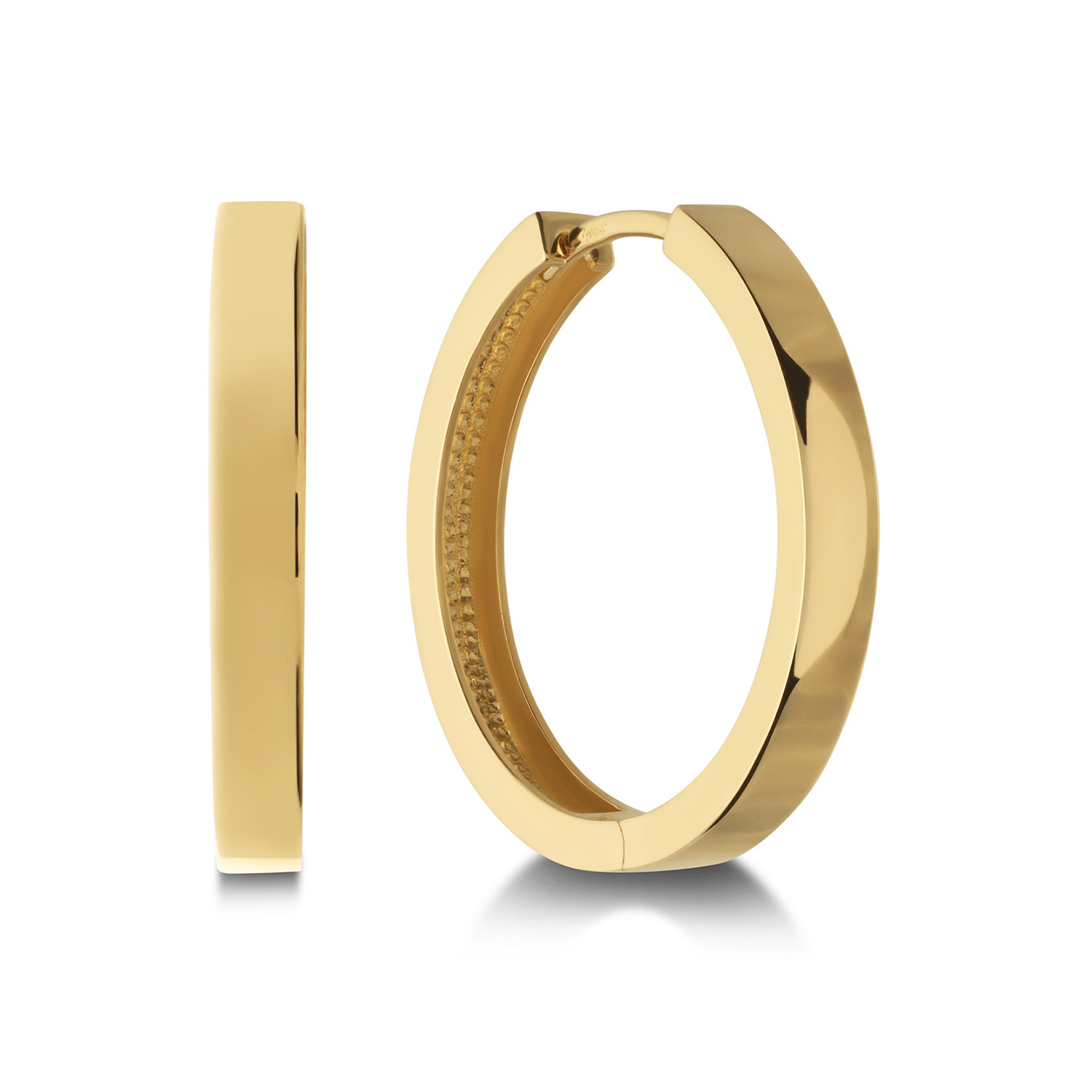 De GLOW oorringen met klapsluiting, modelnummer 207-0173-20, schitteren in goud. Deze creolen hebben een gewicht van 4,3 gram en zijn 20 mm hoog met een breedte van 4,0 mm. Met een glanzende afwerking en een goudkleurige tint zijn ze perfect voor zowel dagelijks als formeel gebruik. Draag ze met opgestoken haar voor maximale impact.