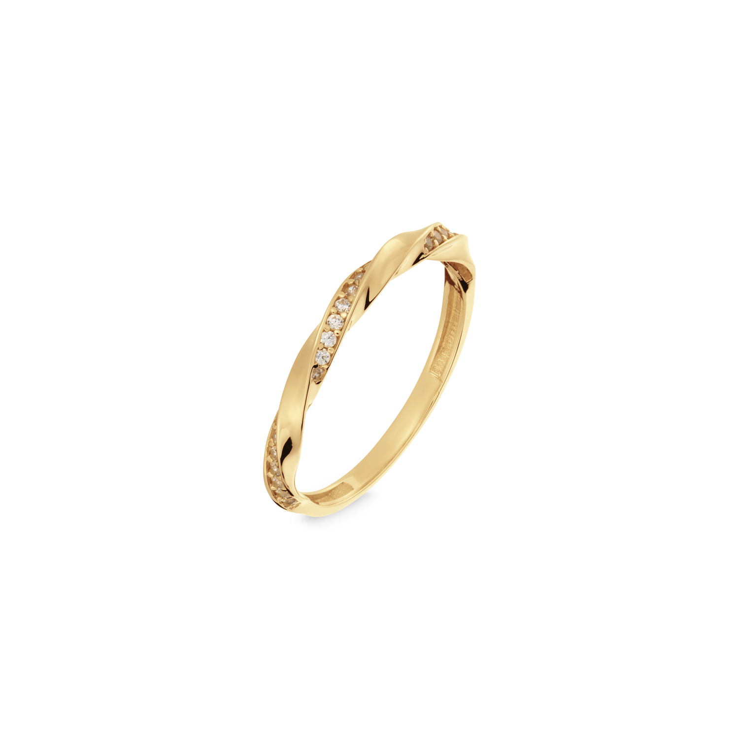 Gouden ring van 14 karaat goud. Prachtige zirconia steentje die hem helemaal afmaken. 