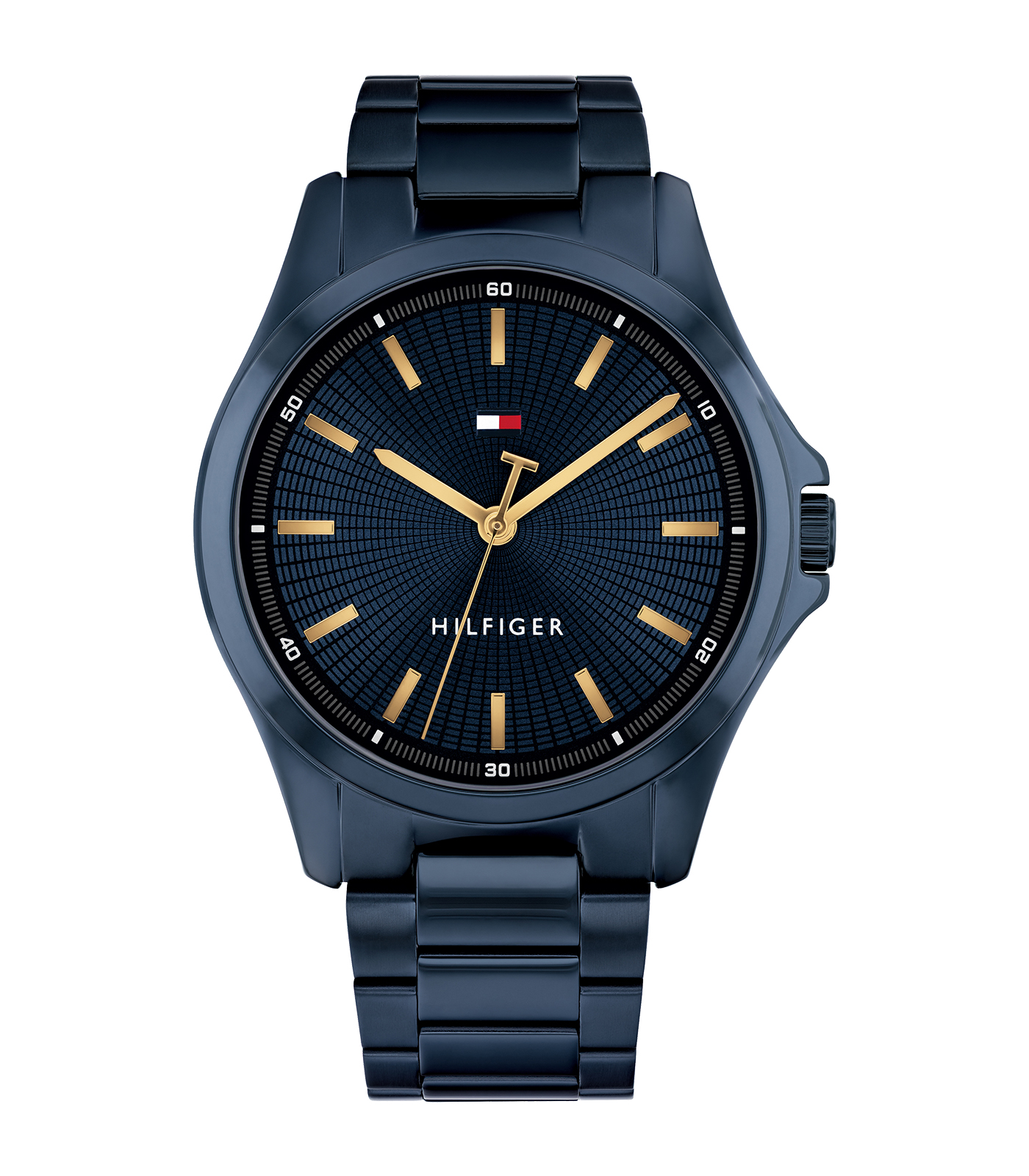 Het Tommy Hilfiger Blauw Heren Horloge modelnummer 1710742 heeft een blauwe roestvrijstalen kast en band, een mineraalglas, en een analoge wijzerplaat met strepenindex. Met een diameter van 43mm en waterbestendigheid niveau 3 is het perfect voor dagelijks gebruik. Draag het tijdens casual of formele gelegenheden voor een stijlvolle, tijdloze uitstraling. Dit horloge is nikkelvrij en werkt op quartz beweging.