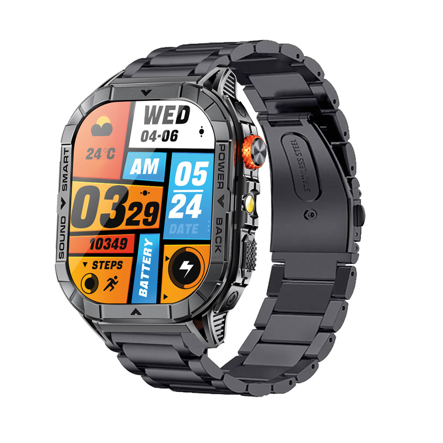 SMARTY2.0 SW103D 
Dit Smarty Smartwatch horloge is een stap in de toekomst. Door zijn Amoled scherm is het beeld vele malen scherper en intenser. De zwarte kast is gemaakt van aluminium met een gehard glas. Aan de kast zit een zwarte stalen band met een vouwsluiting. Het rechthoekige horloge heeft een afmeting van 53x45x14mm en is spatwaterdicht. Deze smartwatch is sportief, stijlvol, maar zeker gebruiksvriendelijk. Om door apps, berichten en tekst te bladeren hoeft je alleen maar op het glas te tikken of de knop te gebruiken. Tevens heeft het een Find my watch functie.

Merk:
SMARTY2.0 Smartwatches verbinden je met de wereld. 
SMARTY2.0 biedt een brede keuze aan vormen en functionaliteiten. Een ronde of rechthoekige smartwatch? Eentje voor de smalle pols? Een ladies watch of een kids watch?  SMARTY2.0 heeft het allemaal.
De keuze qua functionaliteiten is onuitputtelijk: bluetooth bellen, stappenteller, hartslag- en bloeddrukmeter,  meerdere verschillende sporttrackers, menstruatie en ovulatie herinneringen, ingebouwde GPS, vind mijn smartphone en heel veel meer. Maak je eigen keuze.
Iedere SMARTY werkt zowel met iOS als met Android en is moeiteloos via een QR-code te koppelen met iedere mobiele telefoon. Misschien wel d&eacute; makkelijkste smartwatch voor iedereen.
SMARTY2.0 staat voor hoge kwaliteit in een betaalbaar prijssegment: &euro; 79 - &euro; 199.

Highlights:
- Geschikt voor Android en iOS  
- De Smartwatch heeft Bluetooth call 
- Hoge batterij efficientie
- 24 uur hartritme meting
- Bevat smart music en mini games
- Door de verschillende meters en tellers is het mogelijk om onder andere de hartslag, stappen, snelheid, slaap, luchtdruk, stress, hoogte- en diepte te meten
- D.m.v. de ingebouwde GPS, is het mogelijk om offline te navigeren en achteraf je route terug te kijken (zonder dat de telefoon in de buurt is)
- Stof,- Waterdichtheid: IP68