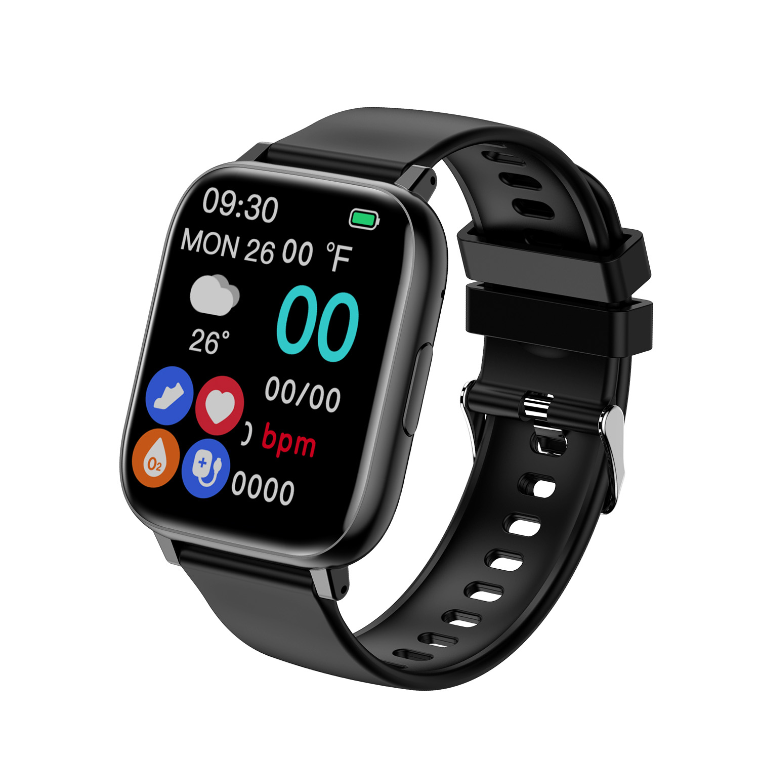 Deze Smarty 2.0 smartwatch heeft een zwarte rechthoekige aluminium kast met een bijpassende zwarte band, voor een strakke en veelzijdige uitstraling. Dankzij het Amoled-scherm is het beeld helder en intens, ideaal voor dagelijks gebruik.