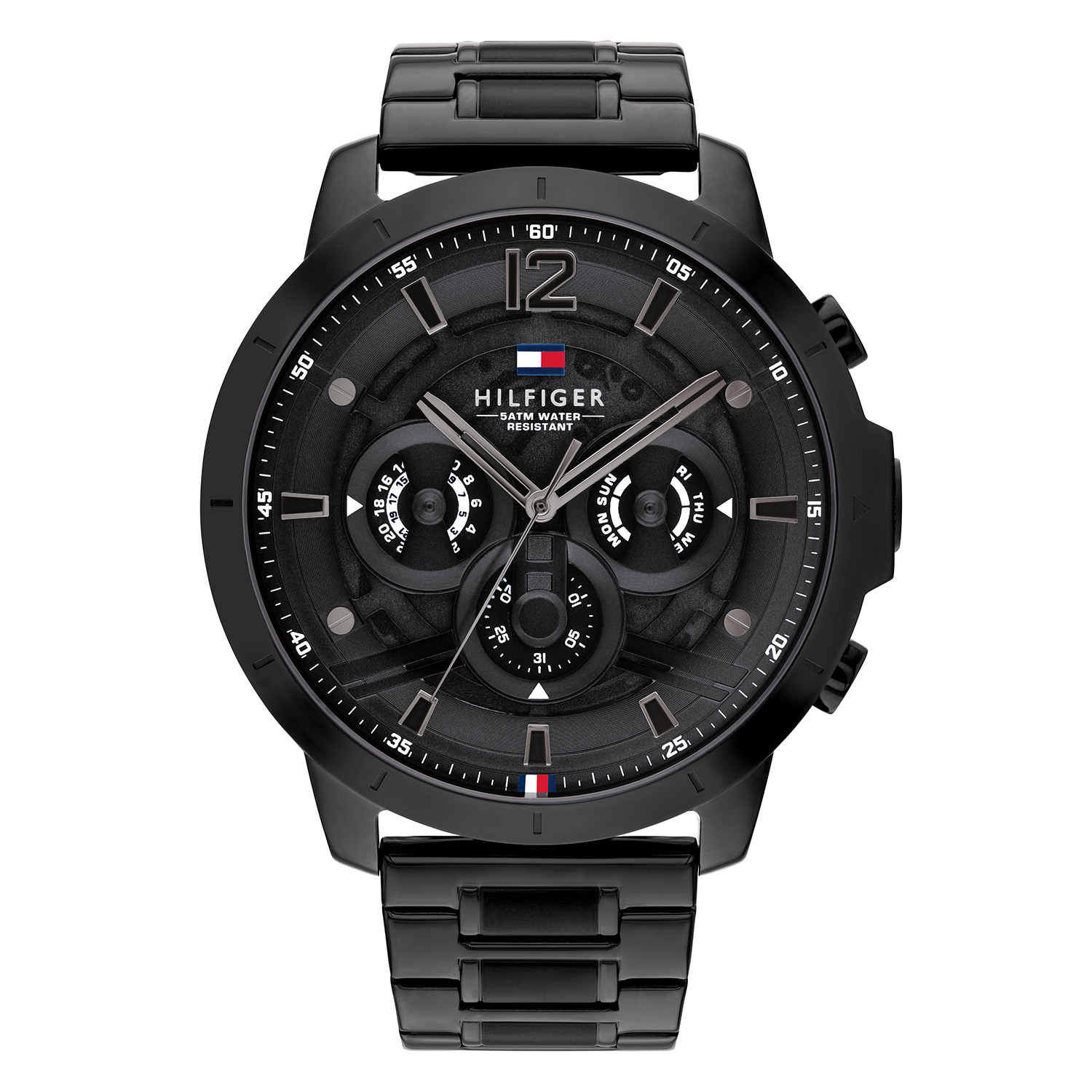 Tommy Hilfiger TH1710494 Horloge Heren Staal Zwart 50mm
Dit zeer unieke horloge van Tommy Hilfiger met artikelnr: TH1710494 is een stoer herenhorloge die niet mag ontbreken aan je collectie. Het stalen herenhorloge heeft een ronde zwarte kast met een gladde zwarte bezel. Het horloge heeft een zwarte wijzerplaat met een dag, datum en 24-uursaanduiding. Multifunctioneel dus. Aan het horloge zit een stalen mat glimmende zwarte band met vouwsluiting en verder heeft het horloge een mineraalglas, een doorsnee van 50mm en is 5 ATM.  

Het merk:
Sinds de lancering van het merk in 1985 is Tommy Hilfiger wereldwijd bekend geworden als pionier van de klassieke Amerikaanse coole stijl. Ge&iuml;nspireerd door de iconische popcultuur en het Amerikaanse erfgoed. De dames en herencollectie van dit seizoen bestaan uit minimalistische silhouetten en rustieke lederen details. De herenhorlogecollectie biedt iconische uurwerken met roestvrijstalen, lederen en siliconen banden.

Specificaties:
- Mineraalglas
- Ronde kast 50mm
- Zwarte horlogekast
- Zwarte wijzerplaat
- Zwarte stalen schakelband 
- 5 ATM