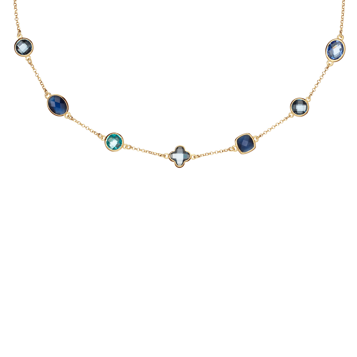 Zilver Verguld Collier Marine Blue 