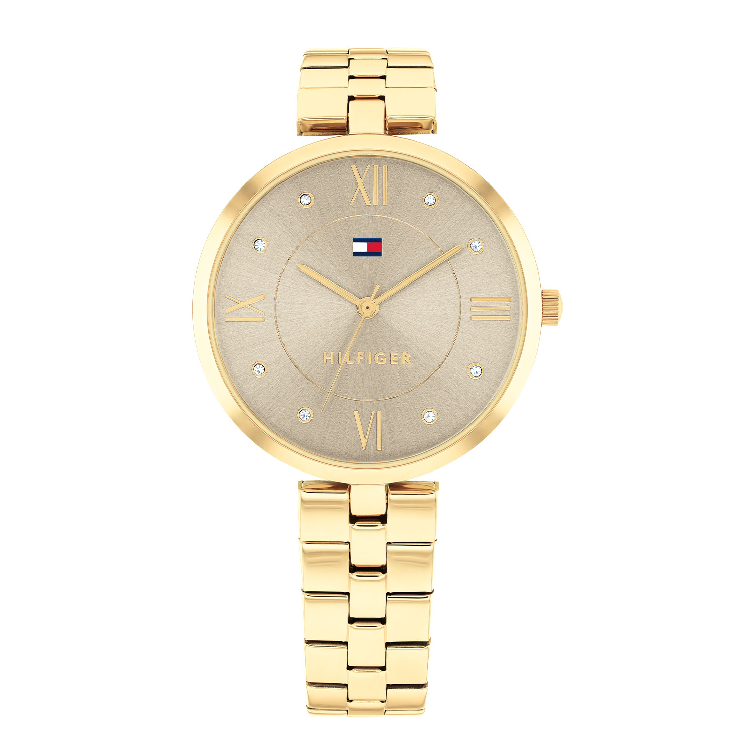 Tommy Hilfiger TH1782685 Horloge Dames Staal 34mm
Dit specifieke horloge van Tommy Hilfiger uit de Ella serie met artikelnr: TH1782685 is een elegant horloge die zeker in je collectie past. Het stalen dameshorloge heeft een ronde goudkleurige kast met een gladde bezel. Op de grijze wijzerplaat zijn 8 kristallen als uursaanduiding op de 1, 2, 4, 5, 7, 8, 10 en 11 geplaatst. De wijzers zijn op een minimalistische manier zichtbaar. De goudkleurige stalen schakelband is met een speciale T-aanzet aan het horloge bevestigd. Verder heeft het een mineraalglas, een doorsnee van 34mm en is 3ATM.  

Het merk:
Sinds de lancering van het merk in 1985 is Tommy Hilfiger wereldwijd bekend geworden als pionier van de klassieke Amerikaanse coole stijl. Ge&Atilde;&macr;nspireerd door de iconische popcultuur en het Amerikaanse erfgoed. De dames en herencollectie van dit seizoen bestaan uit minimalistische silhouetten en rustieke lederen details. De herenhorlogecollectie biedt iconische uurwerken met roestvrijstalen, lederen en siliconen banden.

Specificaties:
- Mineraalglas
- Ronde kast 34mm
- Goudkleurige horlogekast
- Grijze wijzerplaat
- Goudkleurige schakelband
- 3ATM