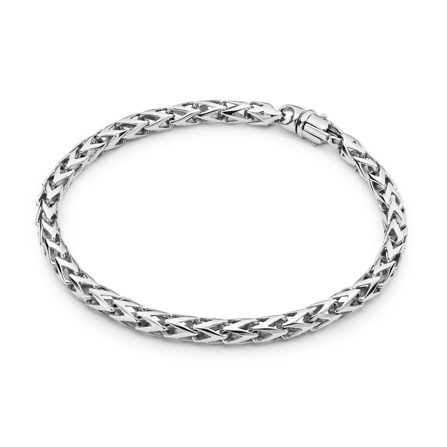 Zilver Gerhodineerde Armband Open Spiga 19cm 4mm