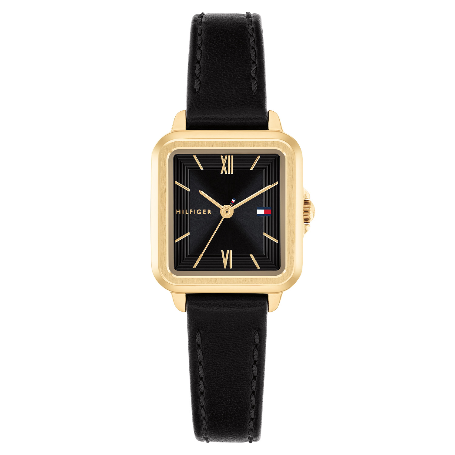Tommy Hilfiger TH1782835 Horloge Dames Staal Goudkleurig 24x22,5mm
Dit specifieke horloge van Tommy Hilfiger uit de Mia serie met artikelnr: TH1782835 is een chique casual dameshorloge die niet in je collectie mag ontbreken. Het stalen dameshorloge heeft een rechte goudkleurige kast met een zwarte bewerkte sunray wijzerplaat met fijne wijzers en het Tommy logo. De Romeinse 12 en 6 vallen extra op naast de fijne uurstreepjes. Aan de kast zit een zwarte lerenband met een gespsluiting. Het horloge heeft een mineraalglas, een afmeting van 24x22,5mm en is 3ATM.  

Het merk:
Sinds de lancering van het merk in 1985 is Tommy Hilfiger wereldwijd bekend geworden als pionier van de klassieke Amerikaanse coole stijl. Ge&iuml;nspireerd door de iconische popcultuur en het Amerikaanse erfgoed. De dames en herencollectie van dit seizoen bestaan uit minimalistische silhouetten en rustieke lederen details. De herenhorlogecollectie biedt iconische uurwerken met roestvrijstalen, lederen en siliconen banden.

Specificaties:
- Mineraalglas
- Rechte kast 24x22,5mm
- Goudkleurige kast
- Zwarte wijzerplaat
- Zwarte lerenband
- 3ATM