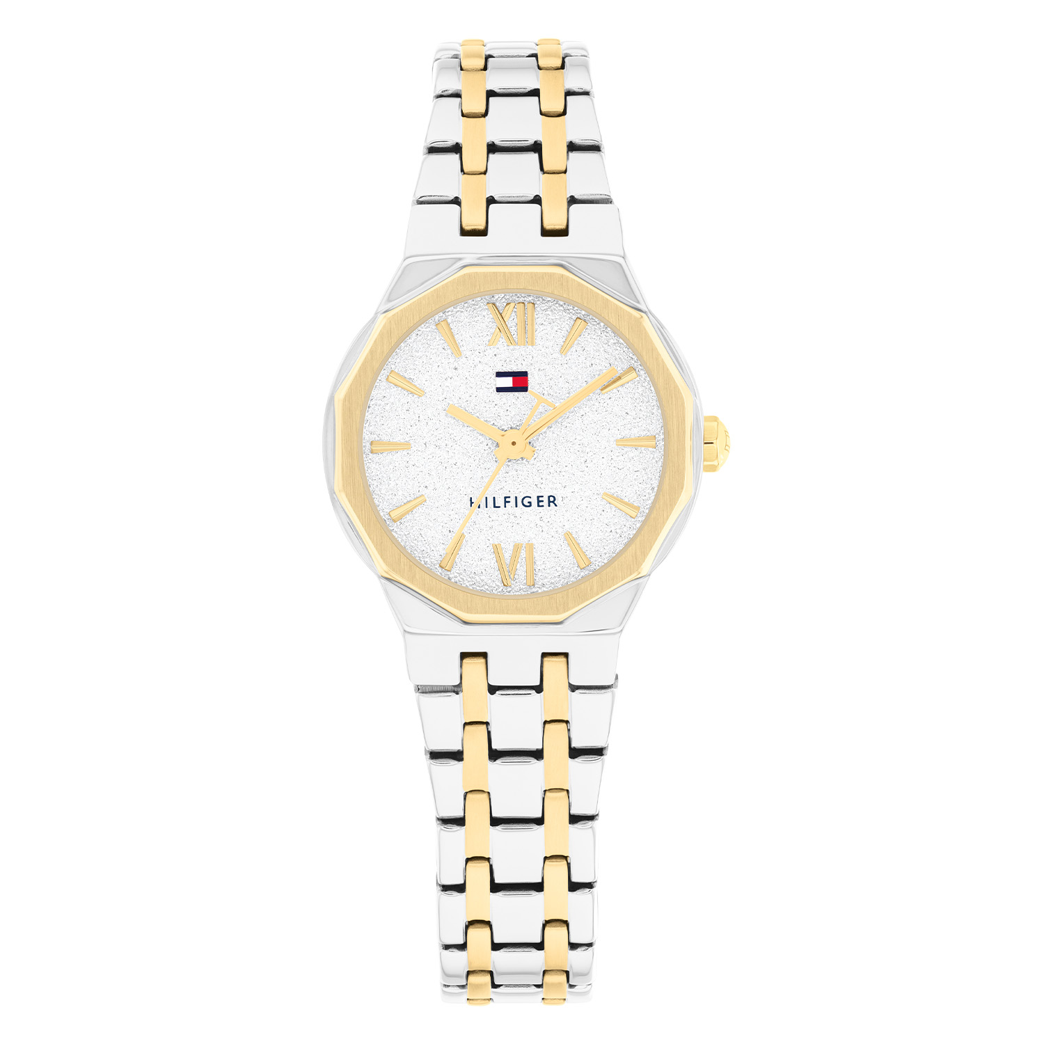 Tommy Hilfiger TH1782888 Horloge Dames Staal Bicolor 25mm
Elegant en tijdloos: Dit bicolor dameshorloge straalt finesse uit en maakt elke outfit stijlvol compleet. Het stalen dameshorloge uit de Mackenzie serie heeft een ronde zilverkleurige kast met een goudkleurige bezel en een zilverkleurige bewerkte wijzerplaat met fijne wijzers en het Tommy logo. Aan de kast zit een bicolor schakelband met vouwsluiting. Het horloge heeft een mineraalglas, een afmeting van 25mm en is 3ATM.  

Het merk: 
Sinds de lancering van het merk in 1985 is Tommy Hilfiger wereldwijd bekend geworden als pionier van de klassieke Amerikaanse coole stijl. Ge&iuml;nspireerd door de iconische popcultuur en het Amerikaanse erfgoed. De dames en herencollectie van dit seizoen bestaan uit minimalistische silhouetten en rustieke lederen details. De herenhorlogecollectie biedt iconische uurwerken met roestvrijstalen, lederen en siliconen banden.

Specificaties:
- Mineraalglas
- Ronde kast 25mm
- Zilverkleurige kast
- Zilverkleurige wijzerplaat
- Bicolor schakelband 
- 3ATM