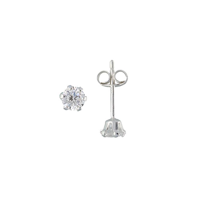 Zilver Gerhodineerde Oorknopjes met Zirkonia 4mm 