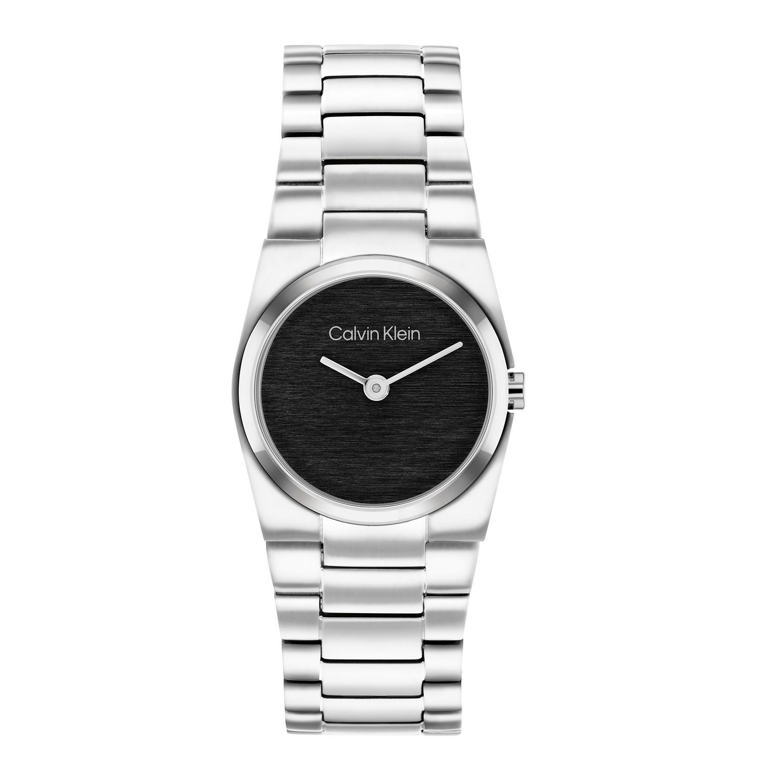 Calvin Klein CK25100121 Dames Horloge 26mm 
Dit Calvin Klein dameshorloge met nr CK25100121 is een sportief ontwerp. Bij dit stalen horloge loopt het ronde kastje mooi over in de band. Het heeft een ronde zwarte geschuurde wijzerplaat met fijne wijzers en de merknaam. Strak aan de ronde kast zit een stalen schakelband met een druksluiting. Het dameshorloge heeft een mineraalglas, een doorsnee van 26mm en is 3ATM.

OVER CALVIN KLEIN
Calvin Klein is een wereldwijd lifestylemerk dat gewaagde, vooruitstrevende idealen en een verleidelijke, vaak minimalistische, esthetiek nastreeft. Calvin Klein werd groot in de jaren 70 door haar mode- en merkjeans collecties. In de jaren 80 lanceerde Calvin Klein haar spraakmakende ondergoed dat uitdrukkelijk van logo &rsquo;s voorzien was. Vanwege het grote succes is het merk ook succesvol uitgerold in Accessoires, Parfums, Home, Brillen, Golf, Horloges en Sieraden.
Sinds de oprichting in 1968 door Calvin Klein, heeft het merk haar reputatie opgebouwd als leider in de Amerikaanse mode, dankzij een cleane esthetiek en innovatieve ontwerpen. Calvin Klein wil haar publiek verleiden en inspireren door middel van provocerende beelden en opvallende ontwerpen die prikkelen. 

SPECIFICATIES:
- Mineraalglas
- Stalen kast
- Zwarte wijzerplaat 
- Stalen band
- Rechte kastvorm, &Oslash; 26mm
- 3ATM