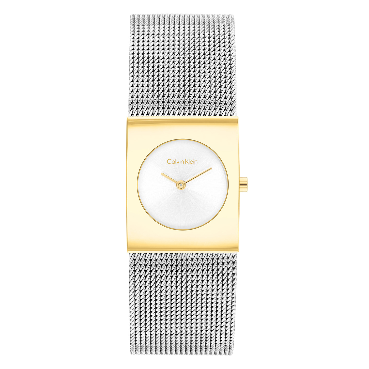 Calvin Klein CK25100139 Dames Horloge 21mm Bicolor 
Dit Calvin Klein dameshorloge met nr CK25100139 is een chique ontwerp. Dit stalen stijlvolle horloge heeft een rechthoekig goudkleurig kastje met een ronde zilverwitte sunray wijzerplaat met fijne wijzers en de merknaam. Strak aan de ronde kast zit een zilverkleurige milanese band met een druksluiting. Het dameshorloge heeft een mineraalglas, een doorsnee van 21mm en is 3ATM.

OVER CALVIN KLEIN
Calvin Klein is een wereldwijd lifestylemerk dat gewaagde, vooruitstrevende idealen en een verleidelijke, vaak minimalistische, esthetiek nastreeft. Calvin Klein werd groot in de jaren 70 door haar mode- en merkjeans collecties. In de jaren 80 lanceerde Calvin Klein haar spraakmakende ondergoed dat uitdrukkelijk van logo &rsquo;s voorzien was. Vanwege het grote succes is het merk ook succesvol uitgerold in Accessoires, Parfums, Home, Brillen, Golf, Horloges en Sieraden.
Sinds de oprichting in 1968 door Calvin Klein, heeft het merk haar reputatie opgebouwd als leider in de Amerikaanse mode, dankzij een cleane esthetiek en innovatieve ontwerpen. Calvin Klein wil haar publiek verleiden en inspireren door middel van provocerende beelden en opvallende ontwerpen die prikkelen. 

SPECIFICATIES:
- Mineraalglas
- Stalen kast bicolor
- Zilverwitte wijzerplaat 
- Milanese band
- Rechte kastvorm, &Oslash; 21mm
- 3ATM