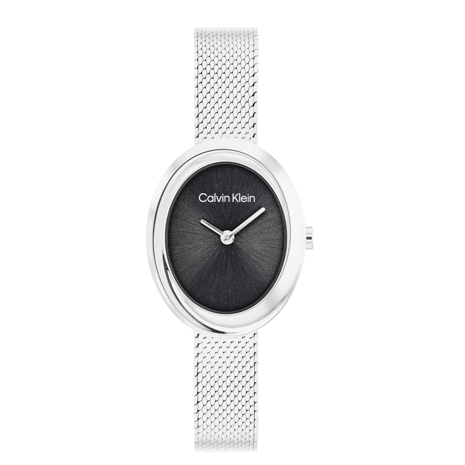 Calvin Klein CK25100151 Dames Horloge 24mm 
Dit Calvin Klein dameshorloge met nr CK25100151 heeft een chique ontwerp. Het stalen horloge heeft een ovaal kastje met een gladde, bolle bezel en een zwarte sunray wijzerplaat met fijne wijzers en de merknaam. Aan de kast zit een stalen milanese band met een druksluiting. Het dameshorloge heeft een mineraalglas, een doorsnee van 24mm en is 3ATM.

OVER CALVIN KLEIN
Calvin Klein is een wereldwijd lifestylemerk dat gewaagde, vooruitstrevende idealen en een verleidelijke, vaak minimalistische, esthetiek nastreeft. Calvin Klein werd groot in de jaren 70 door haar mode- en merkjeans collecties. In de jaren 80 lanceerde Calvin Klein haar spraakmakende ondergoed dat uitdrukkelijk van logo &rsquo;s voorzien was. Vanwege het grote succes is het merk ook succesvol uitgerold in Accessoires, Parfums, Home, Brillen, Golf, Horloges en Sieraden.
Sinds de oprichting in 1968 door Calvin Klein, heeft het merk haar reputatie opgebouwd als leider in de Amerikaanse mode, dankzij een cleane esthetiek en innovatieve ontwerpen. Calvin Klein wil haar publiek verleiden en inspireren door middel van provocerende beelden en opvallende ontwerpen die prikkelen. 

SPECIFICATIES:
- Mineraalglas
- Stalen kast
- Zwarte wijzerplaat 
- Stalen milanese band
- Ovale kastvorm, &Oslash; 24mm
- 3ATM