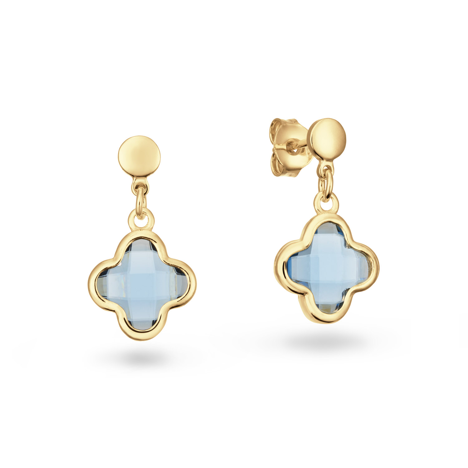 Zilver Vergulde Oorknoppen Sky Blue 