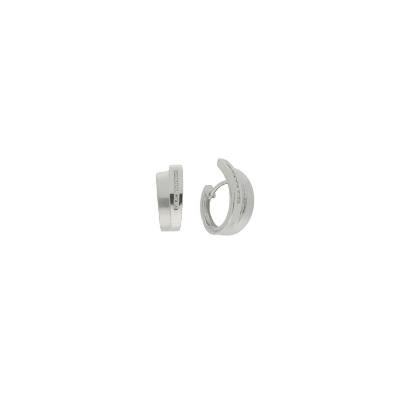 Zilver Gerhodineerde Klapoorringen Mat/Glans met Zirkonia