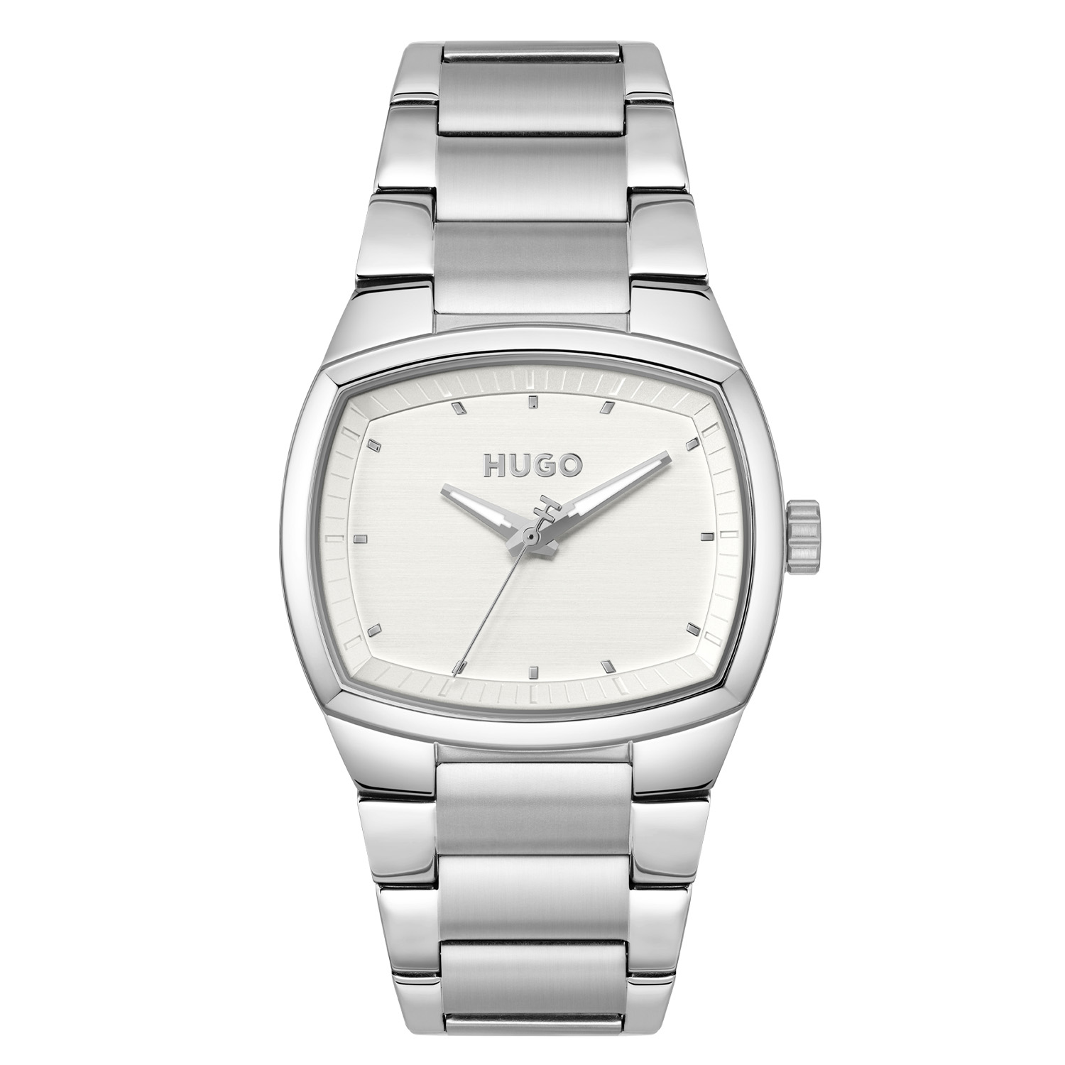 Dit Hugo herenhorloge straalt klasse en minimalisme uit. De rechthoekige stalen kast zorgt voor een elegante en tijdloze uitstraling, perfect passend bij zowel formele als casual outfits. Het model maakt dit horloge tot een veelzijdig accessoire voor elke gelegenheid. De stalen schakelband geeft het horloge een luxe en comfortabele pasvorm. Het herenhorloge heeft een zilverkleurige geschuurde wijzerplaat, een mineraalglas, een doorsnee van 40mm en is 3ATM.

HET MERK:
HUGO BOSS is afgestemd op levensstijlen waar het gaat om kwaliteit en precisie. Het wereldwijde fashionlabel is verdeeld in twee merken: BOSS en HUGO. Het merk HUGO presenteert eigentijdse en vooruitstrevende designs volgens de laatste fashion trends waarmee mensen worden gestimuleerd om zichzelf te zijn. Scherp maatwerk en casual horloges gecombineerd met een progressieve attitude. HUGO horloges zijn er voor de urban en ruimdenkende man die de leiding durft te nemen. De enige regel van de HUGO-man als het om stijl gaat: zijn authentieke zelf en niets anders.

Maak kennis met de nieuwe horlogecollectie van HUGO.

SPECIFICATIES:
- Mineraalglas
- Rechte kast, &Oslash; 40mm
- Stalen horlogekast
- Zilverkleurige wijzerplaat
- Stalen schakelband
- 3ATM