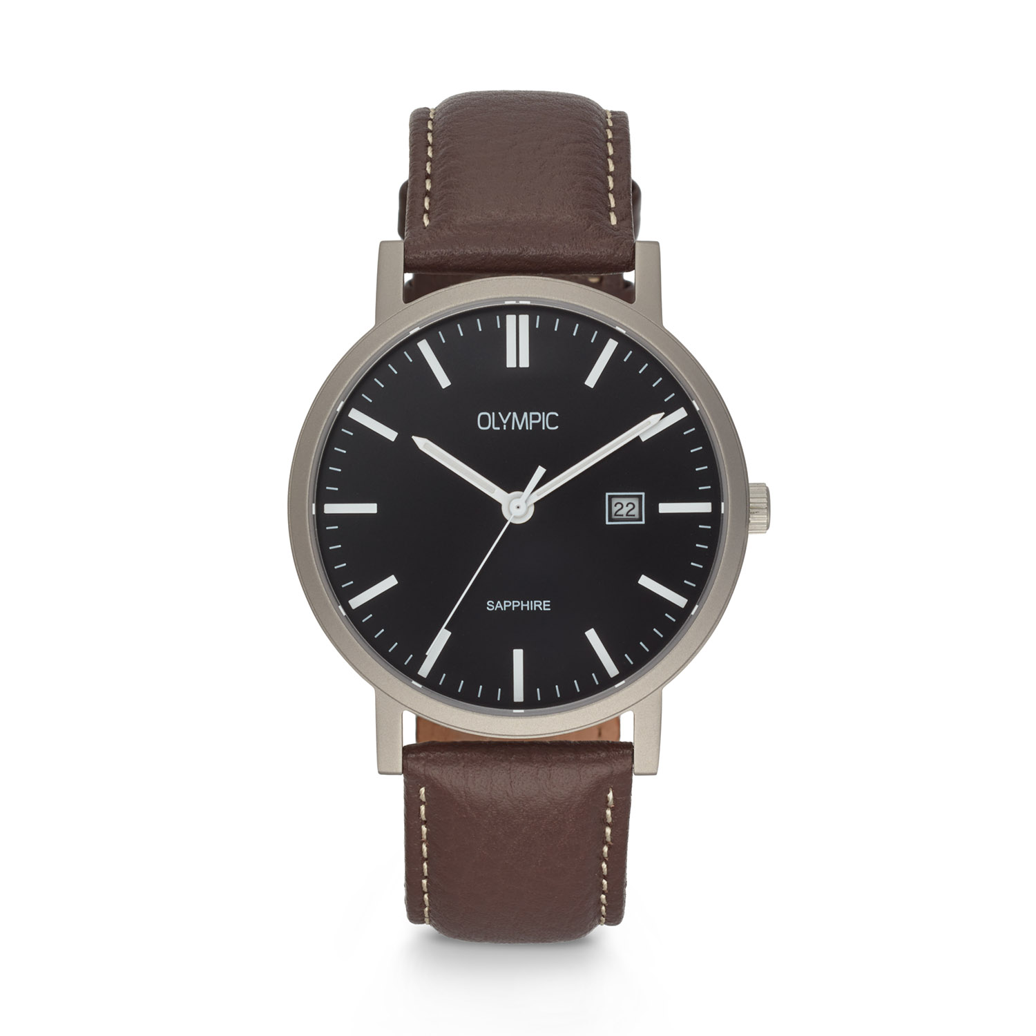 Olympic OL26HTL222 Titanium Horloge 40mm 
Dit unieke Olympic horloge met artikelnummer: OL26HTL222 is een herenhorloge met een classic sportieve uitstraling. Het horloge heeft een ronde titanium kast met een zwarte wijzerplaat met een datum. Aan de kast zit een bruine lerenband met een gespsluiting. Het horloge heeft een saffierglas, een doorsnee van 40mm en is 5ATM.

Het merk:
Een mooi horloge hoeft niet duur te zijn! Het Nederlandse horlogemerk Olympic levert stoere chronografen, slimline series, digitale uurwerken en elegante dameshorloges. De prijs-kwaliteitverhouding staat bij Olympic hoog in het vaandel met prijzen die uiteenlopen van &euro; 34,95 tot en met &euro; 169,00.

100% Nederlands ontwerp, waterdicht en standaard 3 jaar fabrieksgarantie.

Specificaties:
- Ronde kast &Oslash; 40mm
- Titanium horlogekast
- Zwarte wijzerplaat
- Bruine lerenband
- 5ATM 
- Standaard 3 jaar fabrieksgarantie
- Saffierglas