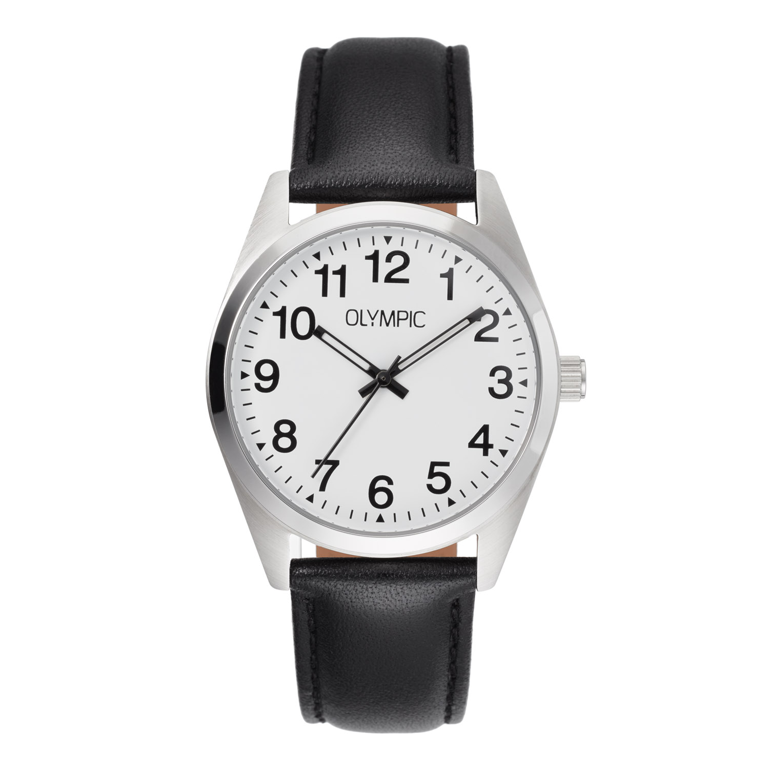 Olympic OL89HSL061 Marcel Horloge Staal 38mm 
Dit unieke Olympic horloge met artikelnummer: OL89HSL061 is een herenhorloge met een classic sportieve uitstraling. Het horloge heeft een ronde stalen kast met een witte wijzerplaat met Arabische cijfers en opengewerkte wijzers. Aan de kast zit een zwarte lerenband met een gespsluiting. Het horloge heeft een mineraalglas, een doorsnee van 38mm en is 5ATM.

Het merk:
Een mooi horloge hoeft niet duur te zijn! Het Nederlandse horlogemerk Olympic levert stoere chronografen, slimline series, digitale uurwerken en elegante dameshorloges. De prijs-kwaliteitverhouding staat bij Olympic hoog in het vaandel met prijzen die uiteenlopen van &euro; 34,95 tot en met &euro; 169,00.

100% Nederlands ontwerp, waterdicht en standaard 3 jaar fabrieksgarantie.

Specificaties:
- Ronde kast &Oslash; 38mm
- Stalen horlogekast
- Witte wijzerplaat
- Zwarte lerenband
- 5ATM 
- Standaard 3 jaar fabrieksgarantie
- Mineraalglas