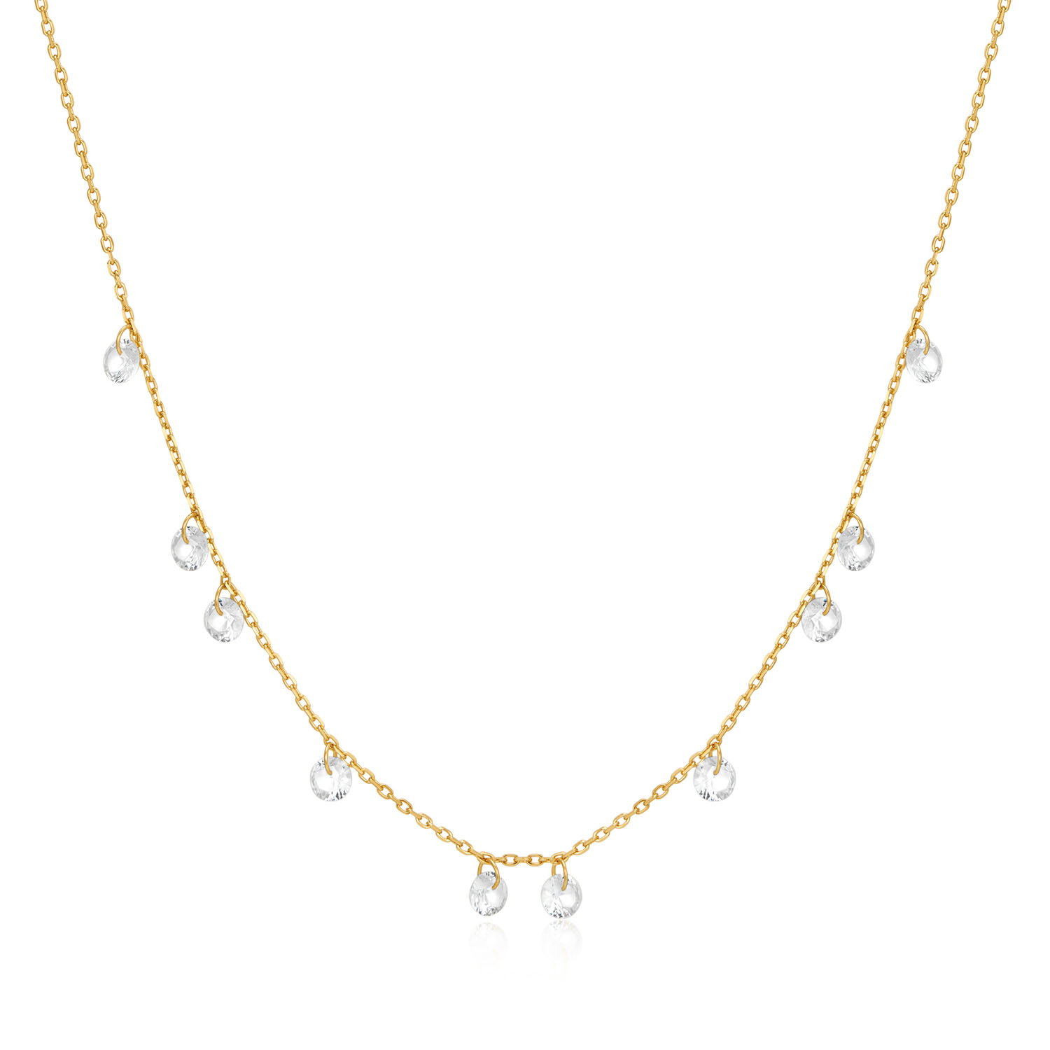Voor de speelse vrouw die de leuke momenten van het leven aanpakt. Deze ketting heeft diverse bungelende zirkonia verdeeld over de lengte, die elk het licht weerkaatsen als dauw. Sierlijk speels en vrij draagbaar, verandert deze ketting alledaagse kleding in een persoonlijk moment, ​​perfect om alleen te dragen of te combineren met je favoriete sieraden om je unieke verhaal te vertellen.

HET MERK
Ge&iuml;nspireerd door de laatste fashion trends is Ania Haie het toonaangevende sieradenmerk voor hoogkwalitatieve maar ook betaalbare zilveren sieraden, zonder op de kwaliteit in te leveren. Iedere collectie is gebaseerd op de laatste catwalktrends, waardoor Ania Haie snel tot h&eacute;t sieradenmerk voor stijlbewuste consumenten is verkozen. Elk sieraad wordt ontworpen om te combineren met andere sieraden waardoor je je eigen look kunt cre&euml;ren. Maar ook zijn Ania Haie sieraden opvallend genoeg om op zichzelf te dragen.

SPECIFICATIES
- Ania Haie
- Ketting
- 925 zilver met gold plating
- Lengte 48cm
- AH N074-08G