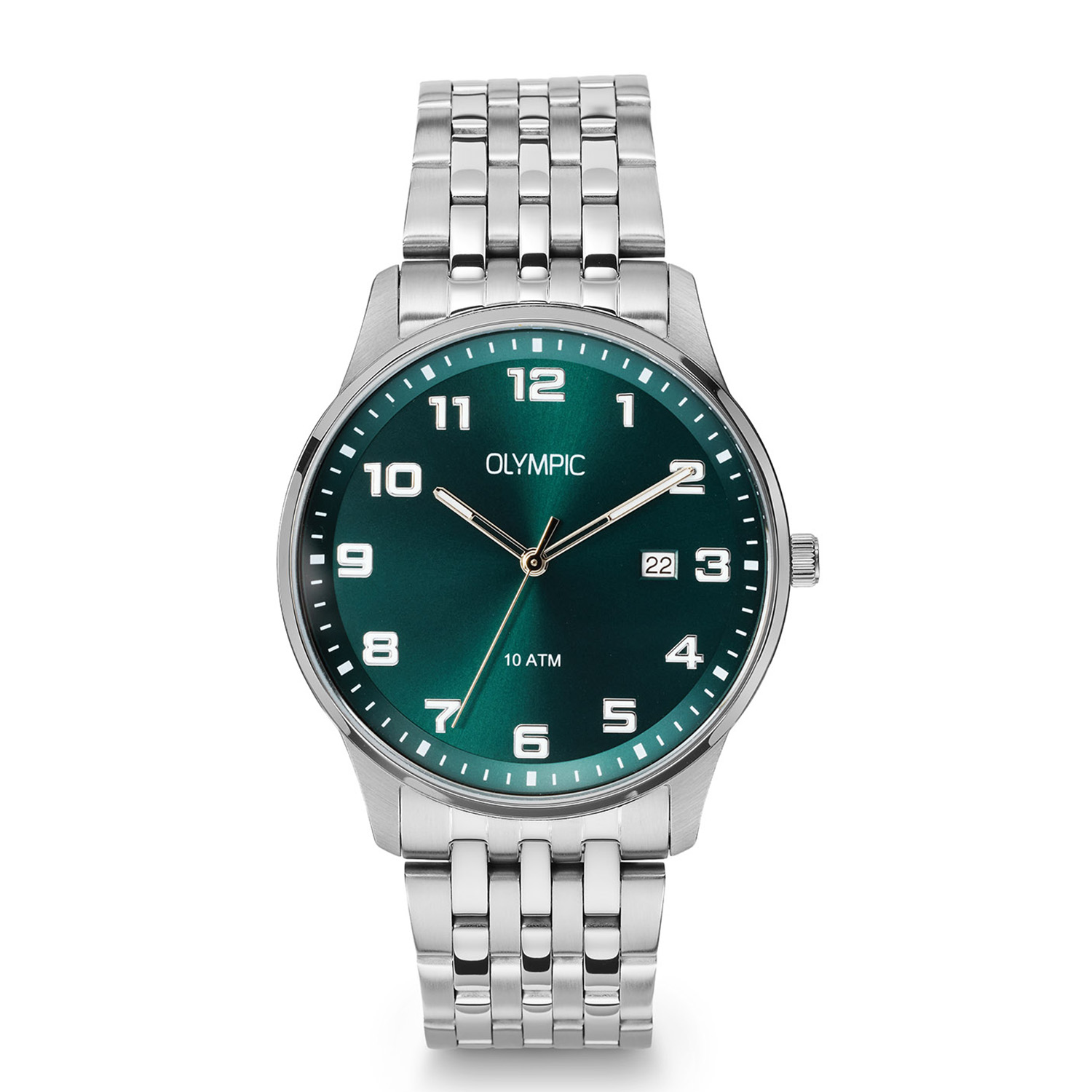 Olympic OL26HSS329 Julian Horloge Heren Staal 42mm 
Dit unieke Olympic model met artikelnummer: OL26HSS329 is een sportief herenhorloge. Het horloge heeft een stalen kast met een gladde bezel en een groene wijzerplaat met een datum en duidelijke cijfers en wijzers. Aan de kast zit een stalen schakelband met een vouwsluiting. Het horloge heeft een mineraalglas, een doorsnee van 42mm en is 10ATM.

Het merk:
Een mooi horloge hoeft niet duur te zijn! Het Nederlandse horlogemerk Olympic levert stoere chronografen, slimline series, digitale uurwerken en elegante dameshorloges. De prijs-kwaliteitverhouding staat bij Olympic hoog in het vaandel met prijzen die uiteenlopen van &euro; 34,95 tot en met &euro; 169,00.

100% Nederlands ontwerp, waterdicht en standaard 3 jaar fabrieksgarantie.

Specificaties:
- Ronde kast &Oslash; 42mm
- Groene wijzerplaat
- Stalen schakelband
- 10ATM
- Standaard 3 jaar fabrieksgarantie
- Mineraalglas