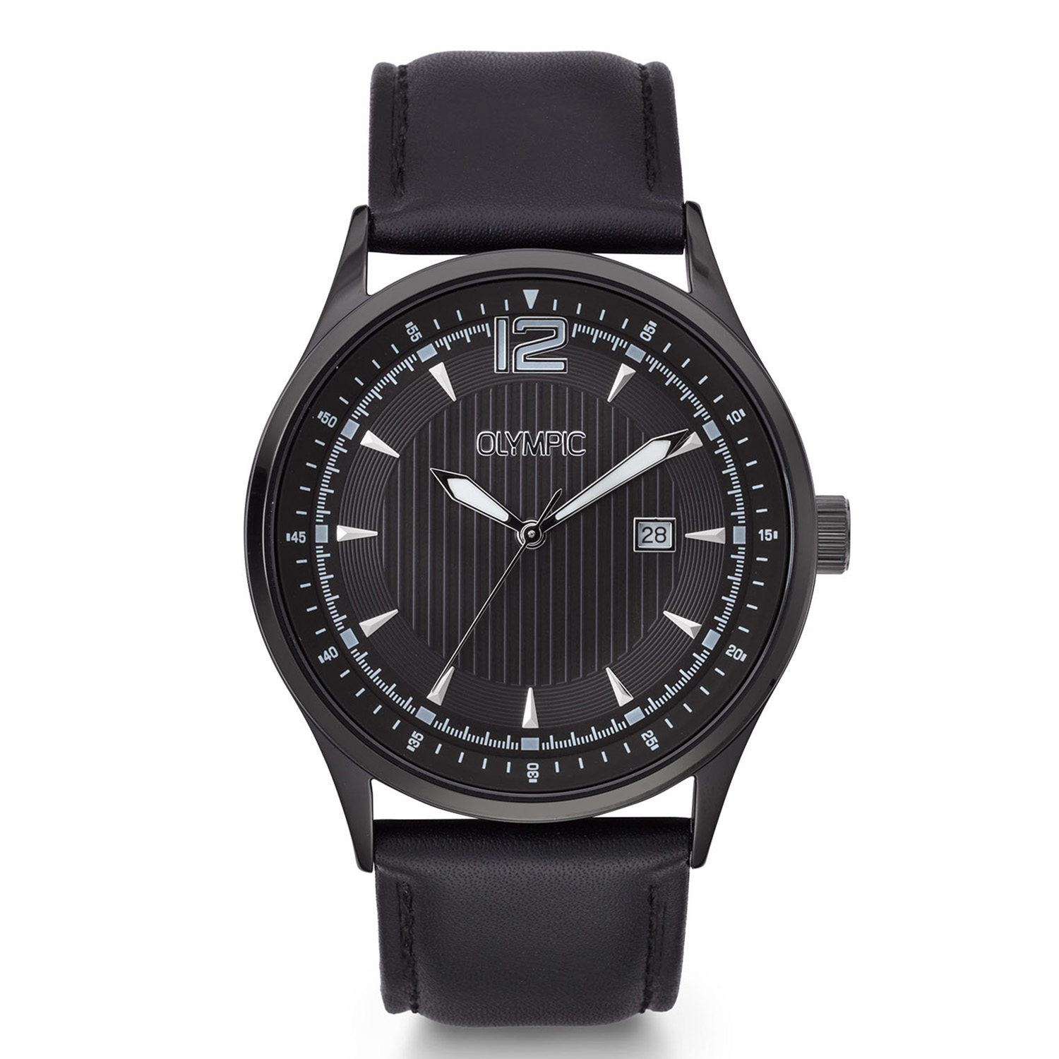 Olympic OL75HZL001 Senne Horloge Heren Staal 43mm 
Dit unieke Olympic model met artikelnummer: OL75HZL001 is een sportief herenhorloge. Het horloge heeft een zwarte stalen kast met een zwarte wijzerplaat met een datum. Aan de kast zit een zwarte lerenband met een gespsluiting. Het horloge heeft een mineraalglas, een doorsnee van 43mm en is 5ATM.

Het merk:
Een mooi horloge hoeft niet duur te zijn! Het Nederlandse horlogemerk Olympic levert stoere chronografen, slimline series, digitale uurwerken en elegante dameshorloges. De prijs-kwaliteitverhouding staat bij Olympic hoog in het vaandel met prijzen die uiteenlopen van &euro; 34,95 tot en met &euro; 169,00.

100% Nederlands ontwerp, waterdicht en standaard 3 jaar fabrieksgarantie.

Specificaties:
- Ronde kast &Oslash; 43mm
- Zwarte wijzerplaat
- Zwarte lerenband
- 5ATM 
- Standaard 3 jaar fabrieksgarantie
- Mineraalglas