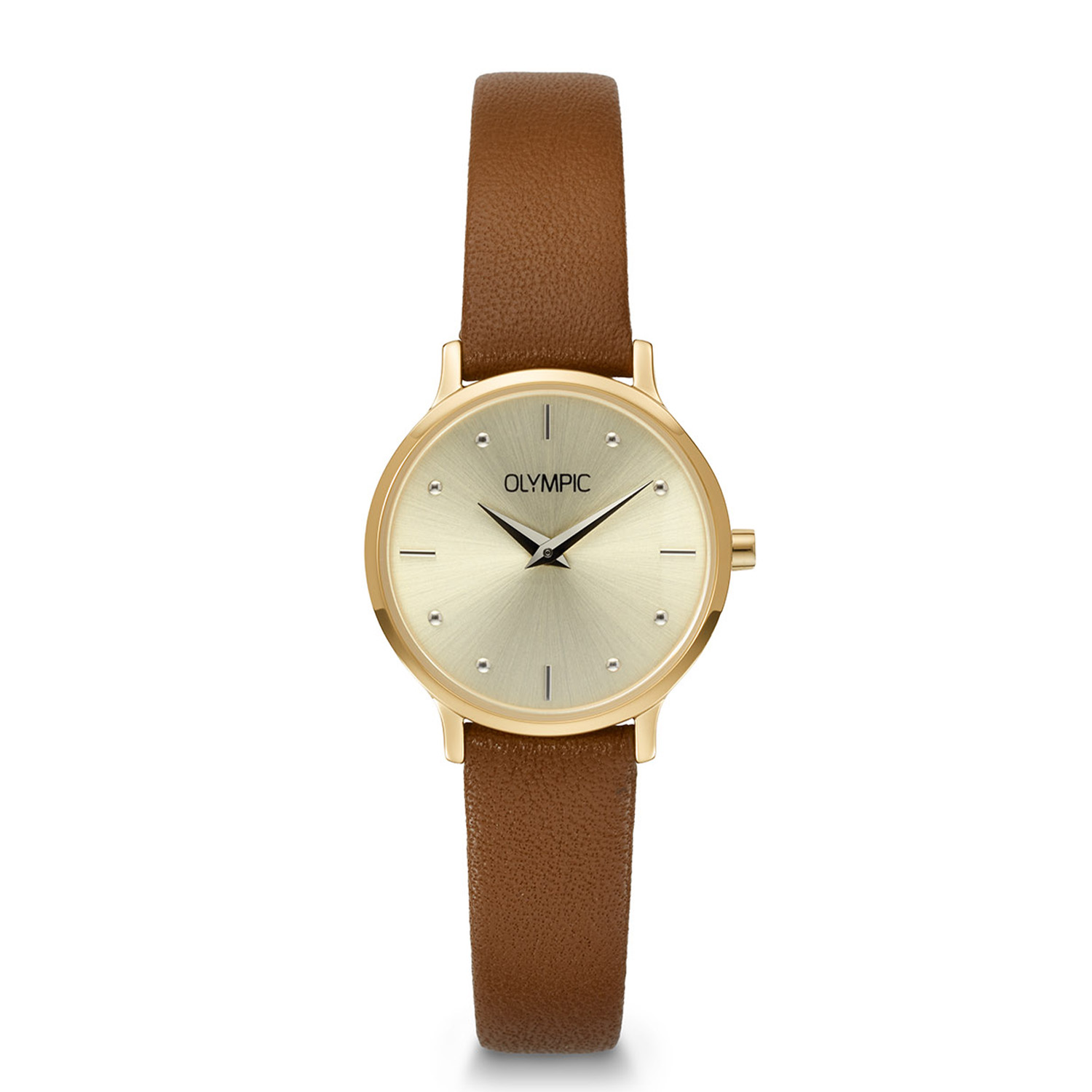 Olympic OL82DDL002B Lina Horloge Dames Staal 26mm 
Dit unieke Olympic model met artikelnummer: OL82DDL002B is een net dameshorloge. Het horloge heeft een stalen goudkleurige ronde kast met een gladde bezel en een goudkleurige wijzerplaat met strepen en stippen als uursaanduiding. Aan de kast zit een bruine lerenband met een gespsluiting. Het horloge heeft een mineraalglas, een doorsnee van 26mm en is 5ATM.

Het merk:
Een mooi horloge hoeft niet duur te zijn! Het Nederlandse horlogemerk Olympic levert stoere chronografen, slimline series, digitale uurwerken en elegante dameshorloges. De prijs-kwaliteitverhouding staat bij Olympic hoog in het vaandel met prijzen die uiteenlopen van &euro; 34,95 tot en met &euro; 169,00.

100% Nederlands ontwerp, waterdicht en standaard 3 jaar fabrieksgarantie.

Specificaties:
- Ronde kast 26mm
- Goudkleurige wijzerplaat
- Bruine lerenband
- 5ATM 
- Standaard 3 jaar fabrieksgarantie
- Mineraalglas