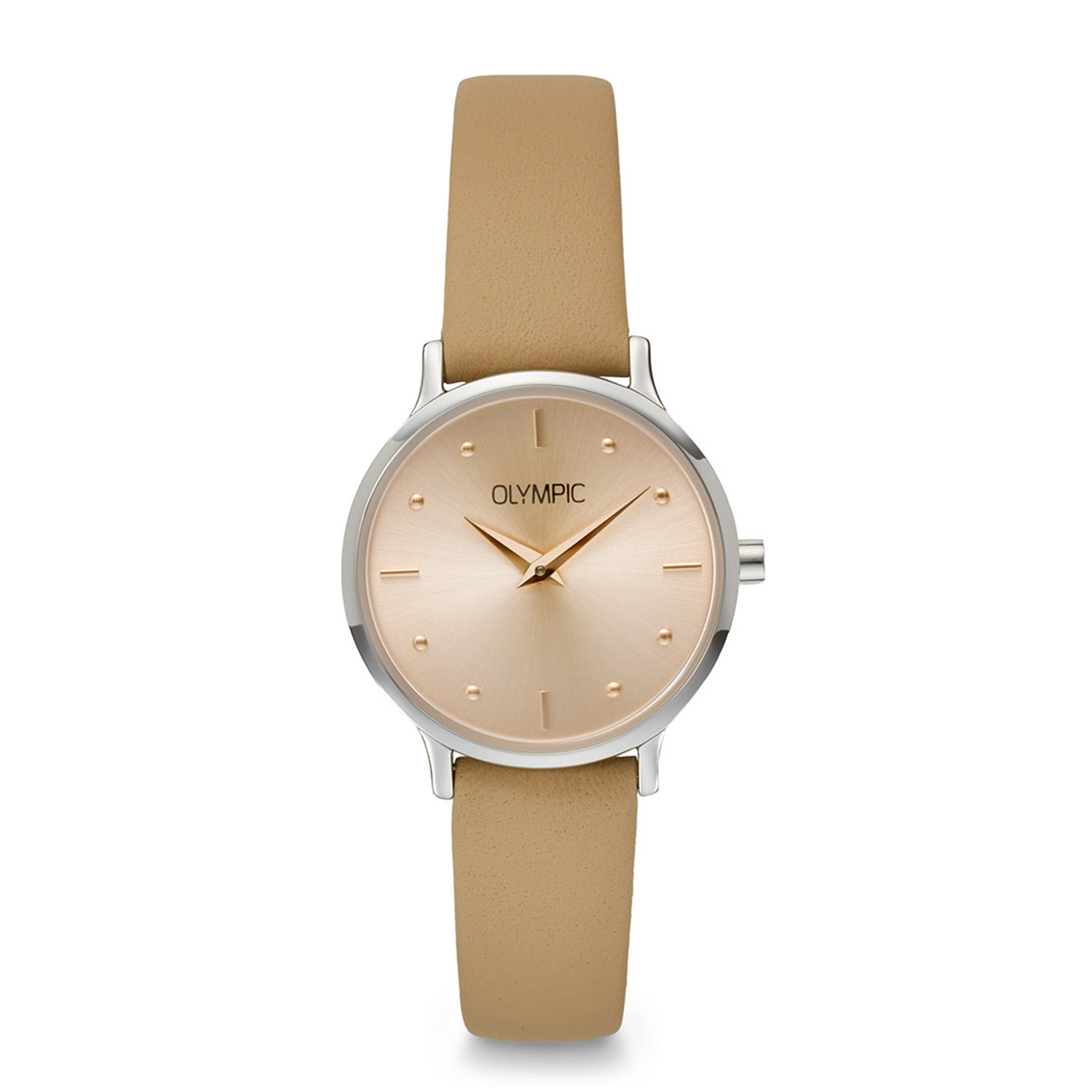 Olympic OL82DSL011B Lina Horloge Dames Staal 26mm 
Dit unieke Olympic model met artikelnummer: OL82DSL011B is een net dameshorloge. Het horloge heeft een stalen ronde kast met een gladde bezel en een ros&eacute;kleurige wijzerplaat met strepen en stippen als uursaanduiding. Aan de kast zit een creme lerenband met een gespsluiting. Het horloge heeft een mineraalglas, een doorsnee van 26mm en is 5ATM.

Het merk:
Een mooi horloge hoeft niet duur te zijn! Het Nederlandse horlogemerk Olympic levert stoere chronografen, slimline series, digitale uurwerken en elegante dameshorloges. De prijs-kwaliteitverhouding staat bij Olympic hoog in het vaandel met prijzen die uiteenlopen van &euro; 34,95 tot en met &euro; 169,00.

100% Nederlands ontwerp, waterdicht en standaard 3 jaar fabrieksgarantie.

Specificaties:
- Ronde kast 26mm
- Ros&eacute;kleurige wijzerplaat
- Creme lerenband
- 5ATM 
- Standaard 3 jaar fabrieksgarantie
- Mineraalglas