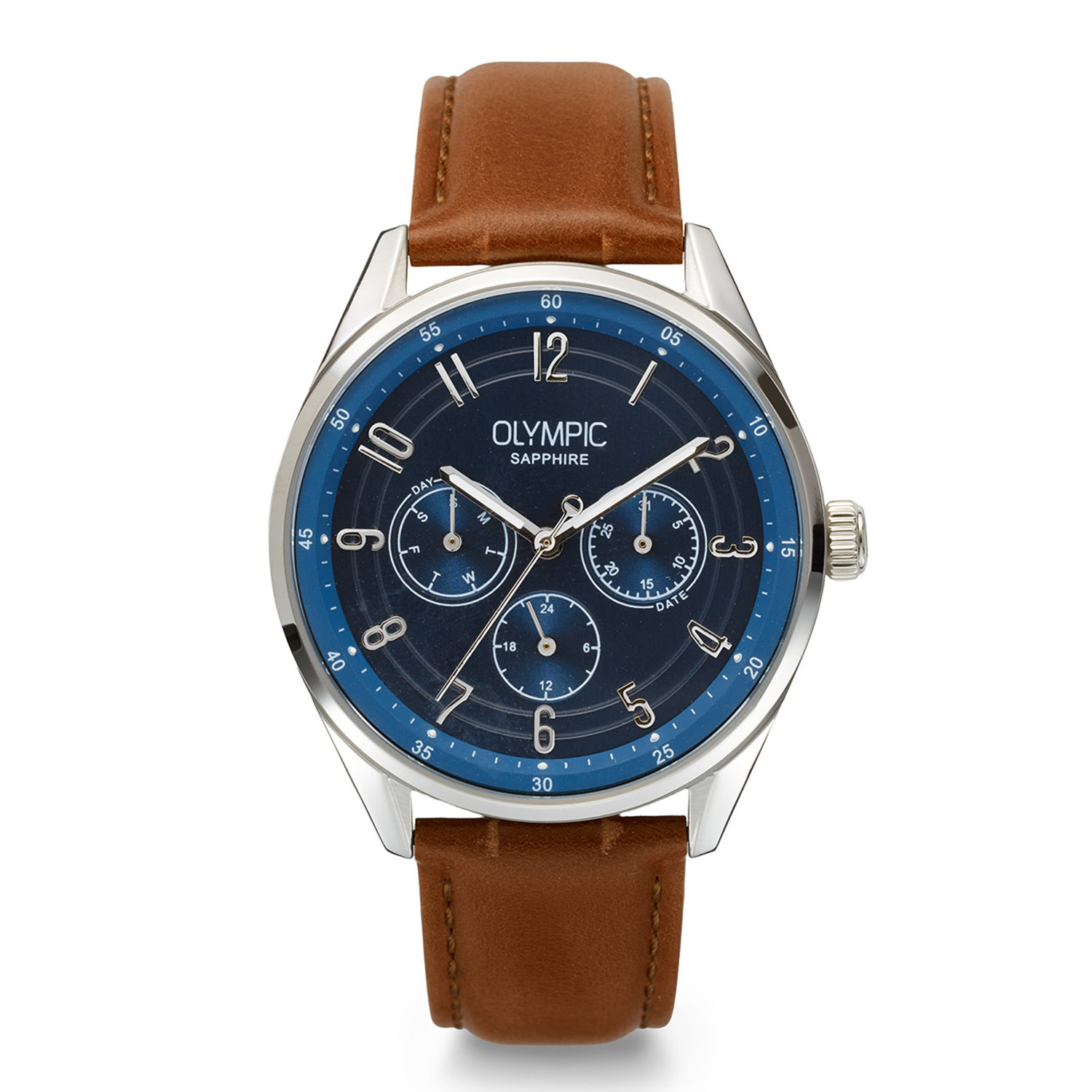 Olympic OL90HSL001 Daily Classic Horloge Heren Staal 40mm 
Dit unieke Olympic model met artikelnummer: OL90HSL001 is een klassiek herenhorloge. Het horloge heeft een stalen kast met een gladde bezel en een blauwe wijzerplaat met een dag, datum en een 24-uursaanduiding. Aan de kast zit een bruine lerenband met een gespsluiting. Het horloge heeft een saffierglas, een doorsnee van 40mm en is 5ATM.

Het merk:
Een mooi horloge hoeft niet duur te zijn! Het Nederlandse horlogemerk Olympic levert stoere chronografen, slimline series, digitale uurwerken en elegante dameshorloges. De prijs-kwaliteitverhouding staat bij Olympic hoog in het vaandel met prijzen die uiteenlopen van &euro; 34,95 tot en met &euro; 169,00.

100% Nederlands ontwerp, waterdicht en standaard 3 jaar fabrieksgarantie.

Specificaties:
- Ronde kast &Oslash; 40mm
- Blauwe wijzerplaat
- Bruine lerenband
- 5ATM
- Standaard 3 jaar fabrieksgarantie
- Saffierglas