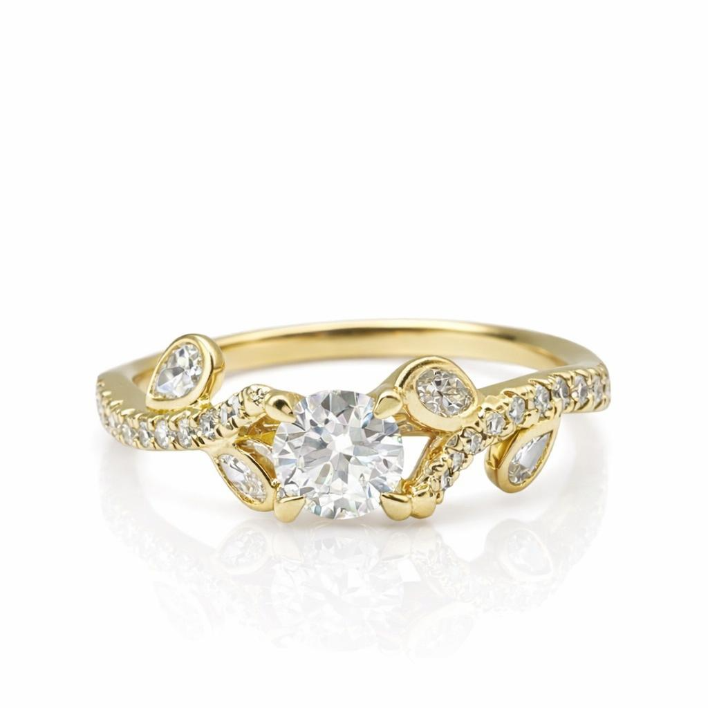 De Leaf verlovingsring model MF1657B is vervaardigd uit 14-karaats goud en beschikt over een schitterende 0,45CT diamanten met hoogwaardige stenen van kwaliteit VS1 en kleur D. Perfect om elegant te dragen op een speciale gelegenheid of dagelijks om een verfijnde touch aan elke outfit toe te voegen. Een tijdloze keuze voor de moderne vrouw.