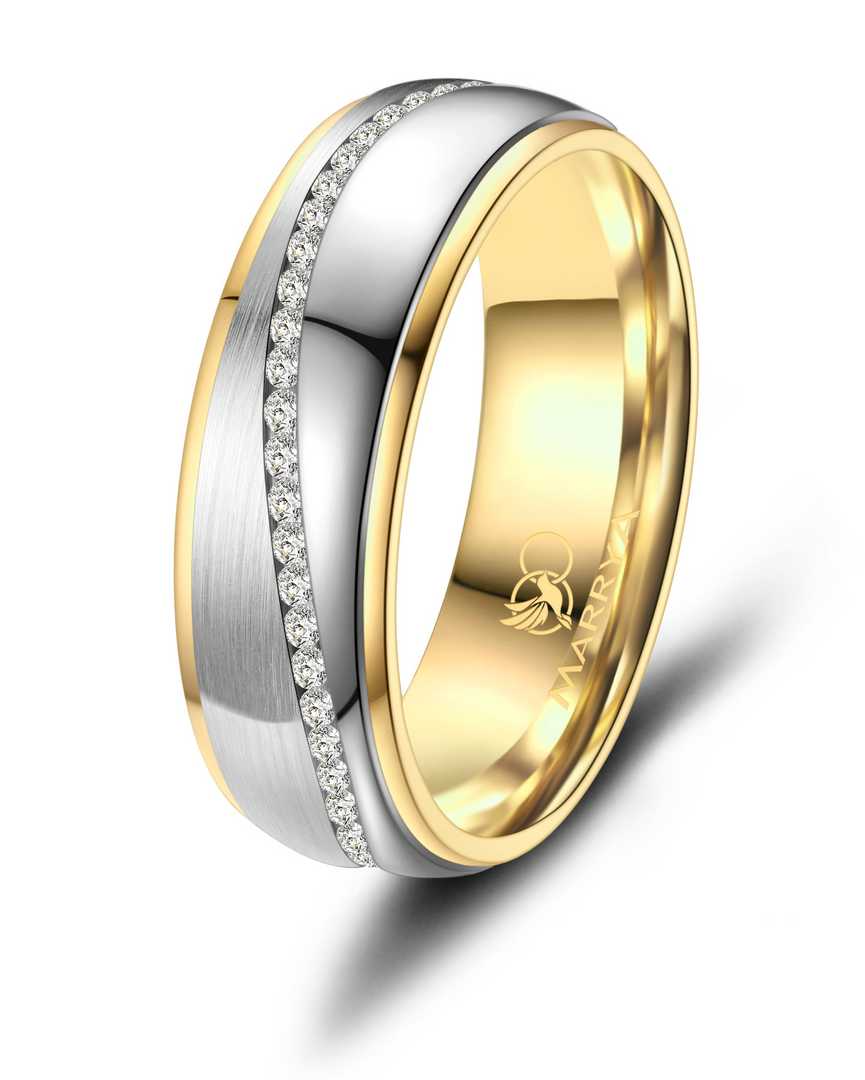 De roestvrijstalen bicolor ring met zirkonia in maat 52, modelnummer D-ES-22, is een verfijnd sieraad voor alledaags gebruik. Ideaal voor casual gelegenheden, biedt de zirkonia een vleugje elegantie. Draag het als een statementstuk aan uw ringvinger voor een stijlvolle uitstraling. Perfect te combineren met zowel formele als informele outfits voor een tijdloze look.