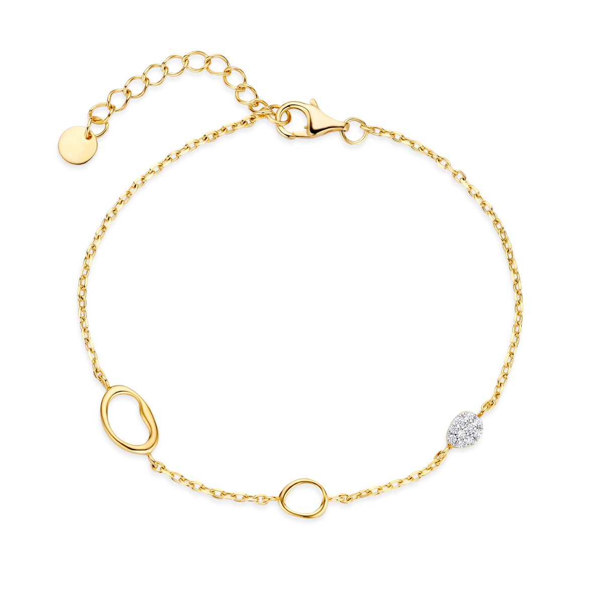 De Vergulde Armband  is een stijlvolle gouden armband van verguld 925 sterling zilver. Met een totale lengte van 18,5 cm en in te korten tot 15cm, biedt deze armband een elegante uitstraling. Draag het als een verfijnd accent bij elke outfit voor een chique en tijdloze look. Perfect voor dagelijkse en speciale gelegenheden.