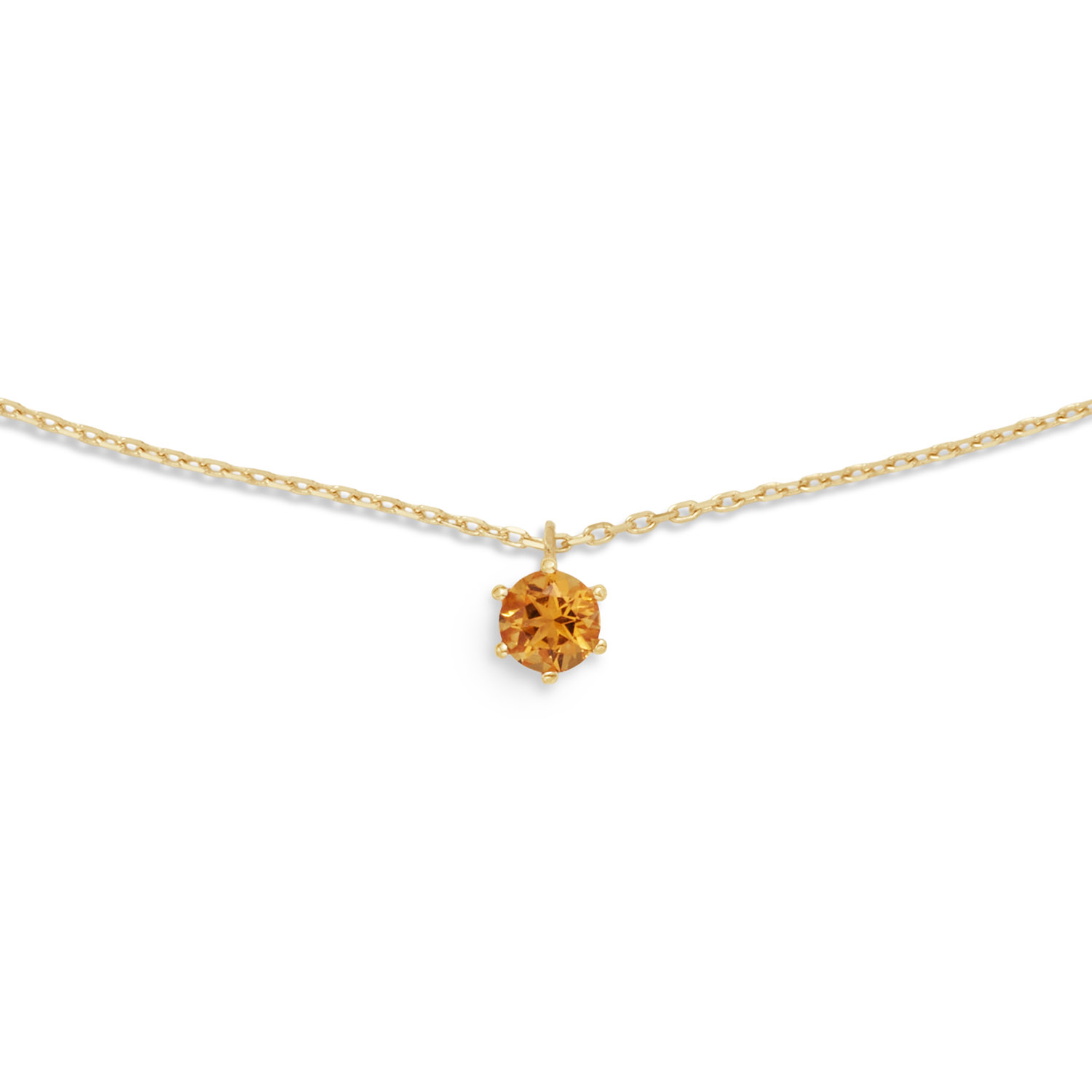 Gouden Anker Schakel Collier met Hanger Citrien