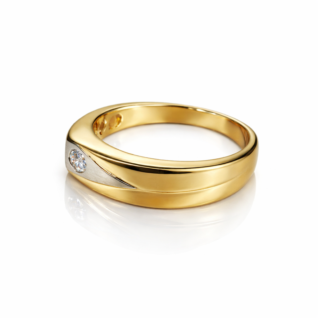 Bicolor ring 0.11crt G/SI maat 64