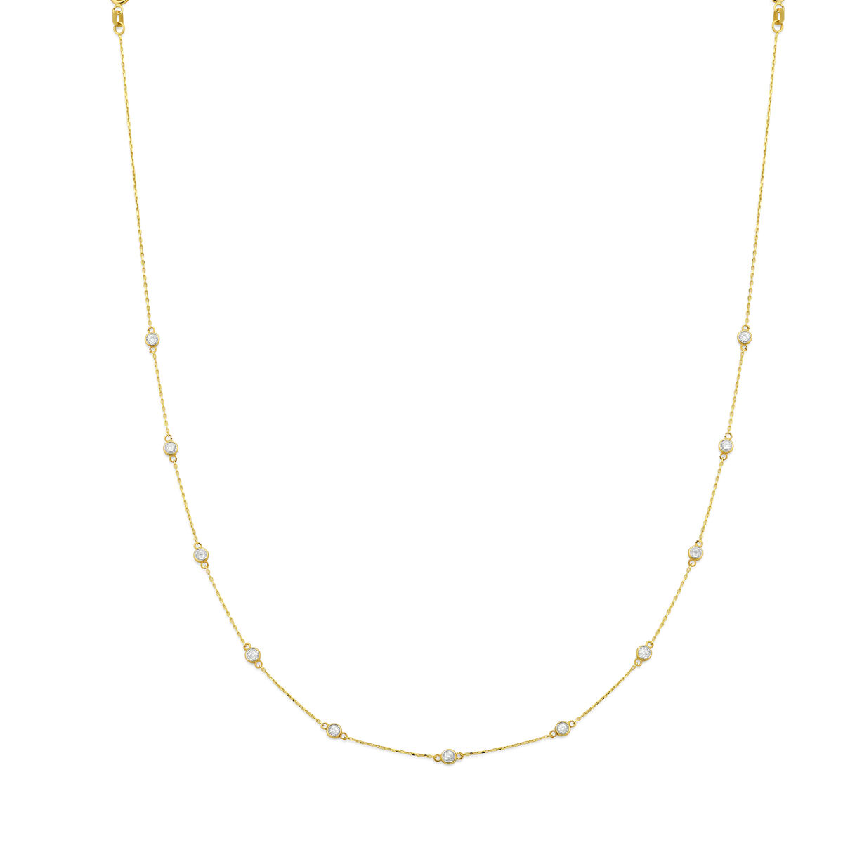 14k Geelgouden collier met zirkonia. Het collier heeft draaglengtes van 41-43-45cm en een schakelbreedte van 0.8mm.