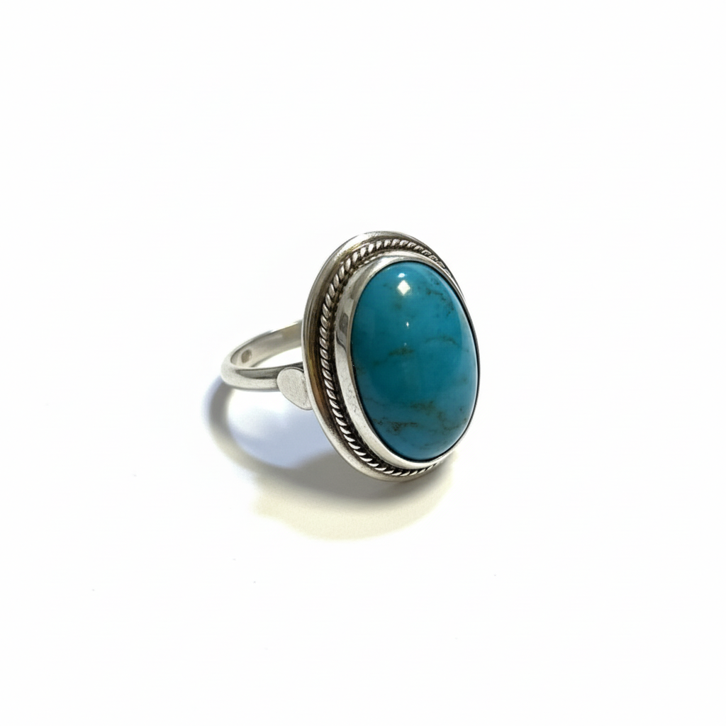Turquoise ring natuurlijke steen zilver