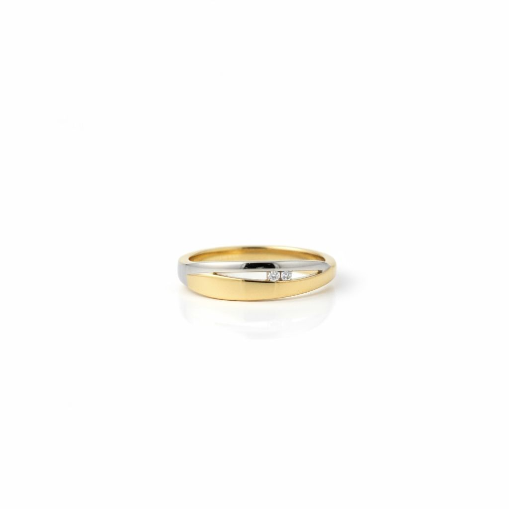 14 karaat bicolor ring met briljant 
